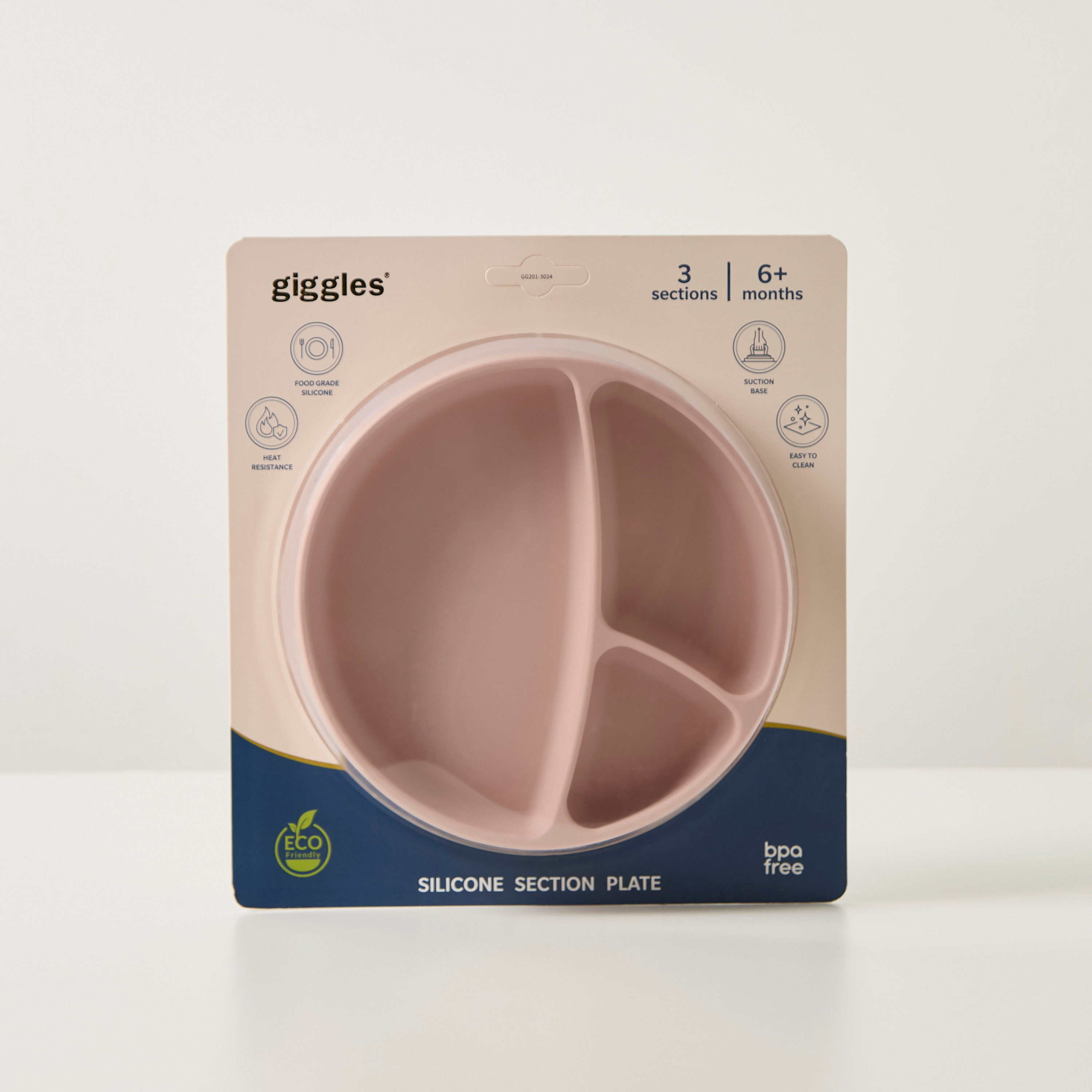 Giggles Solid 3-Partition Plate with Suction Base-baby-feeding-mealtimeessentials-image-1