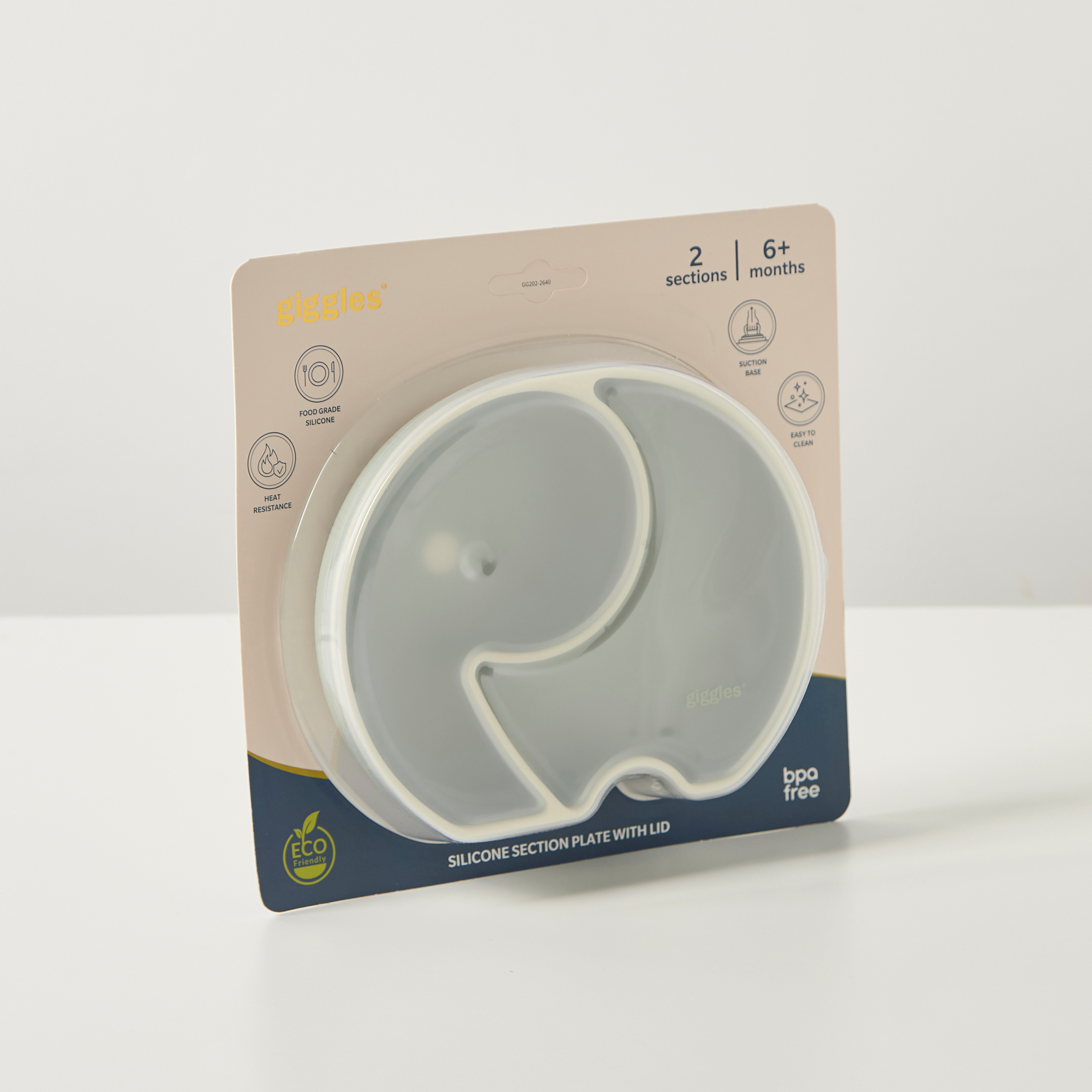 Giggles Elephant Shaped 2-Partition Silicone Plate with Lid-baby-feeding-mealtimeessentials-image-2