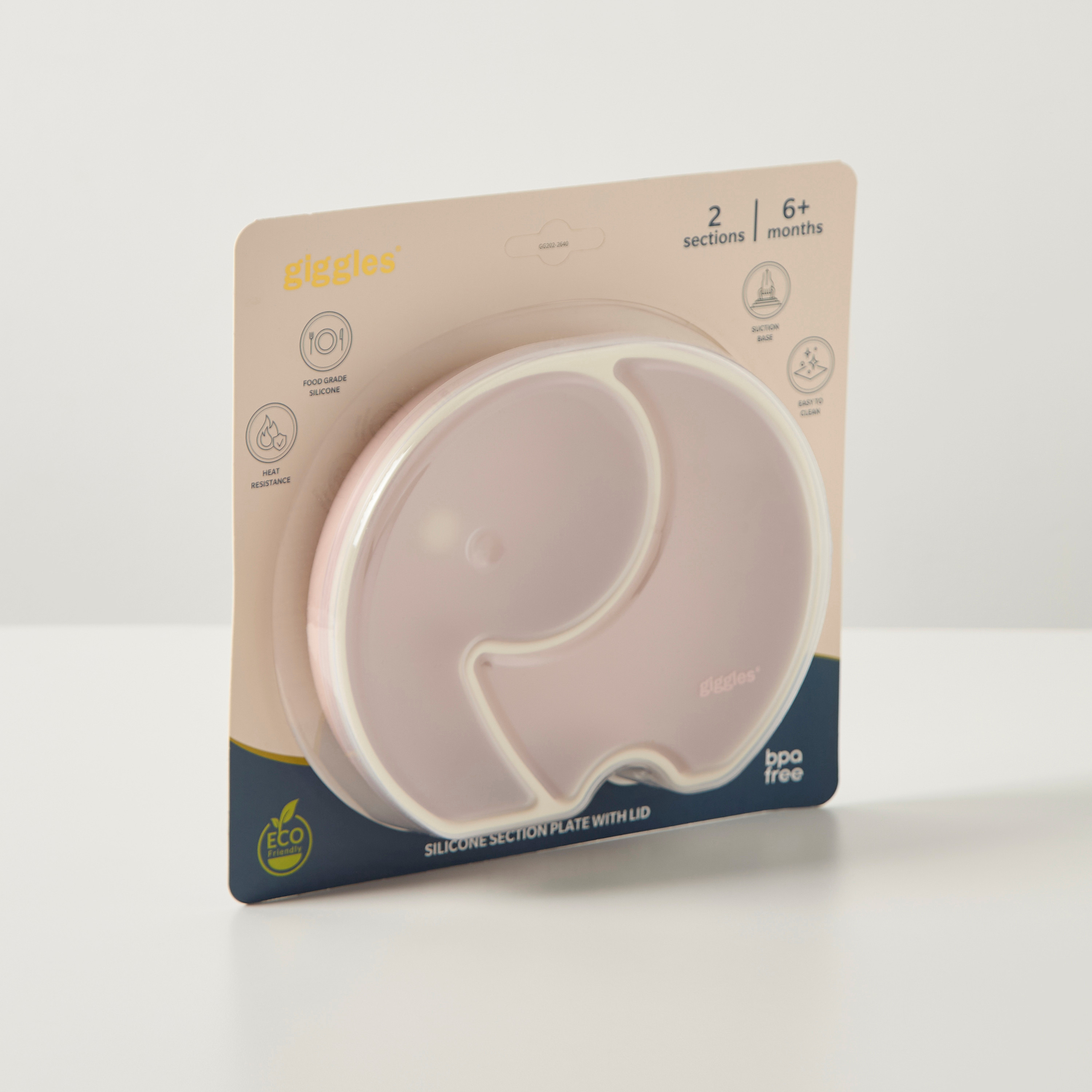 Giggles Elephant Shaped 2-Partition Silicone Plate with Lid-baby-feeding-mealtimeessentials-image-2