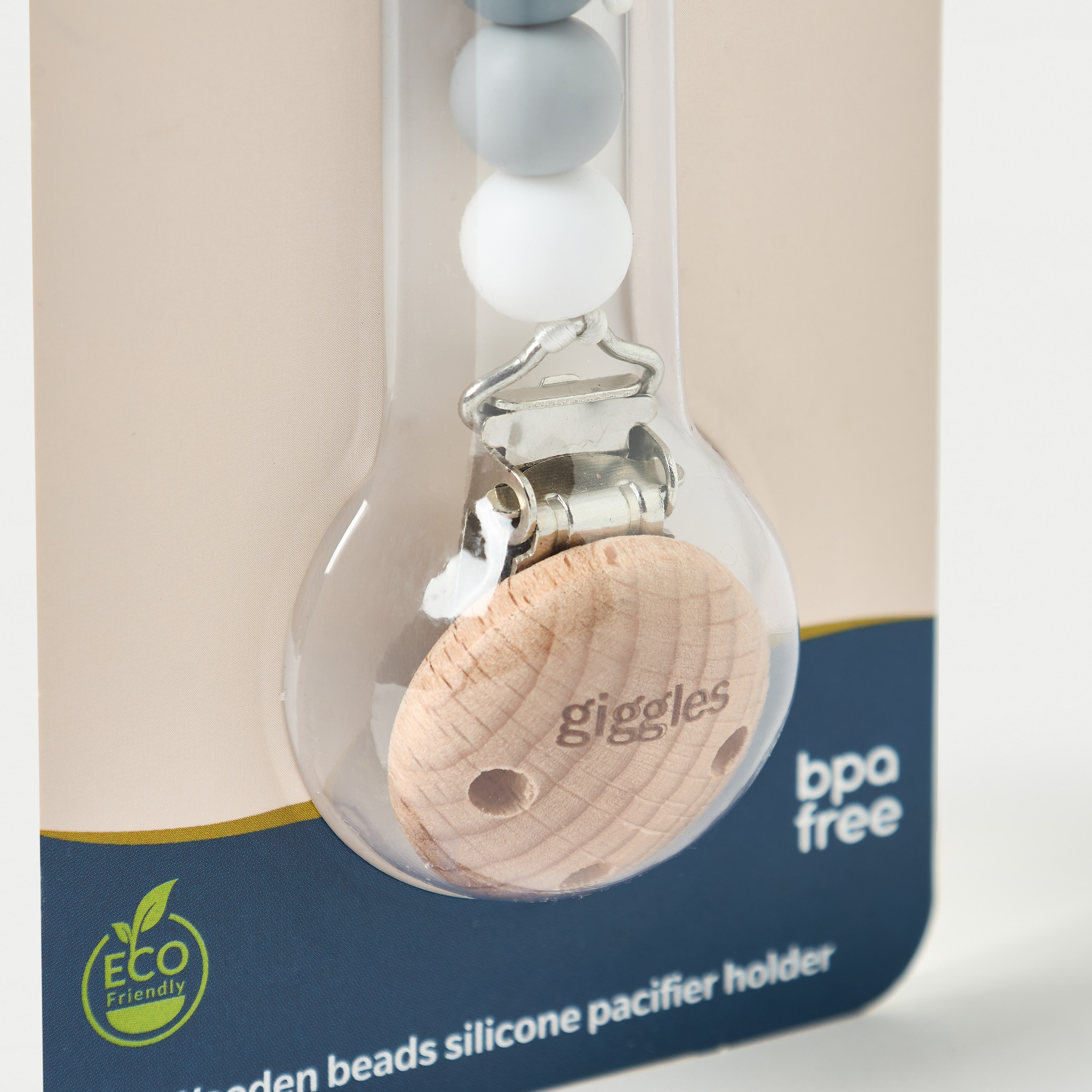 مشبك حامل لهاية خشب بخرز سيليكون من جيجلز-baby-feeding-pacifiers-image-2