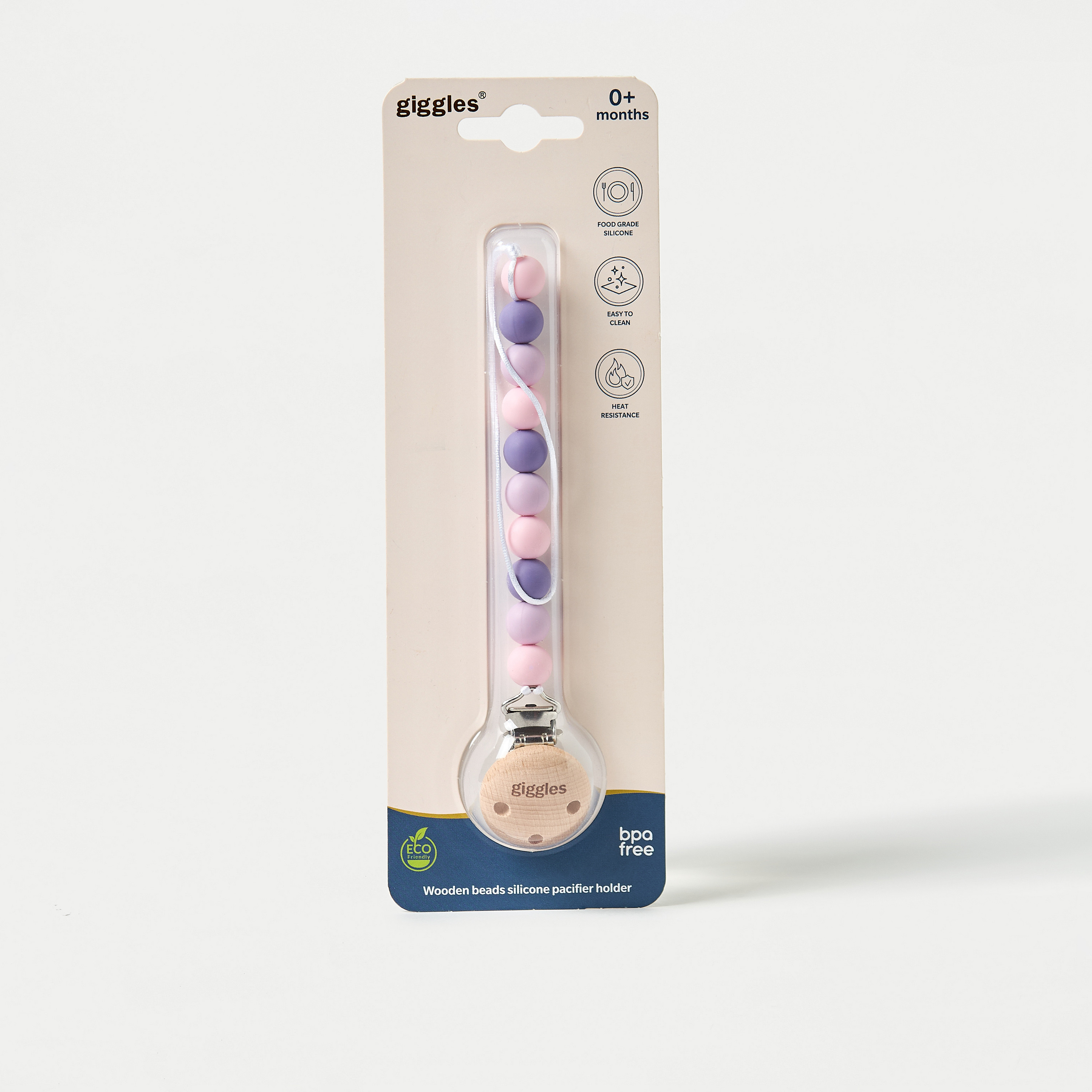 مشبك حامل لهاية خشب بخرز سيليكون من جيجلز-baby-feeding-pacifiers-image-4