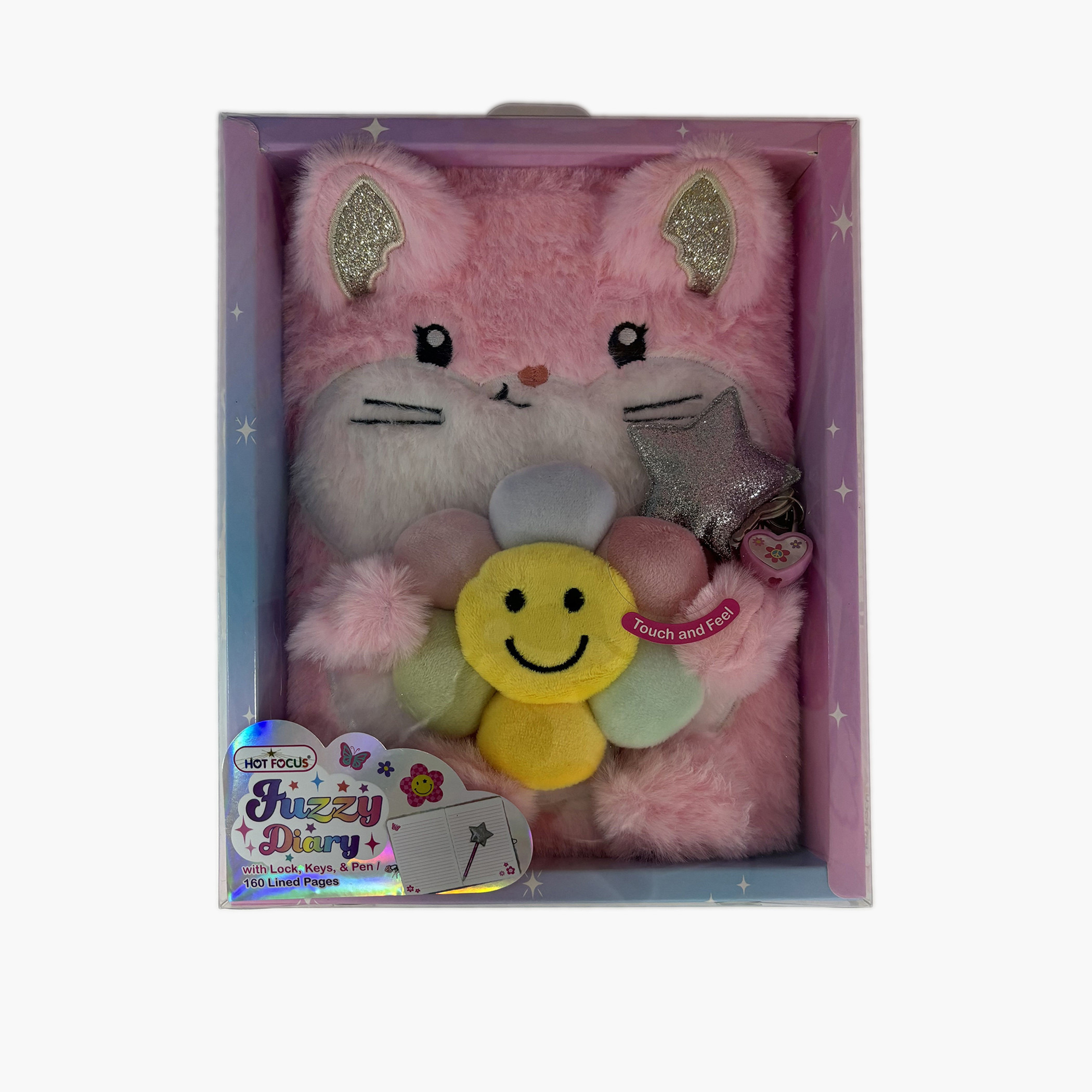 Hot Focus Fuzzy Diary with Lock and Pen-school-stationery-notebooks-image-1