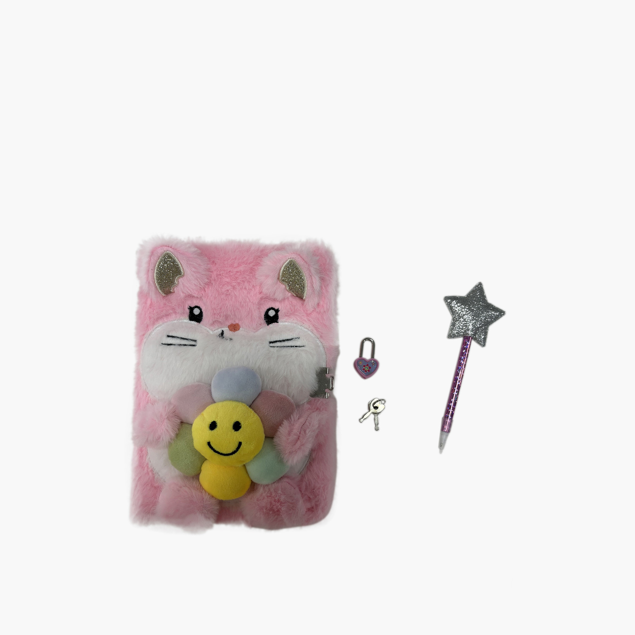 Hot Focus Fuzzy Diary with Lock and Pen-school-stationery-notebooks-image-2