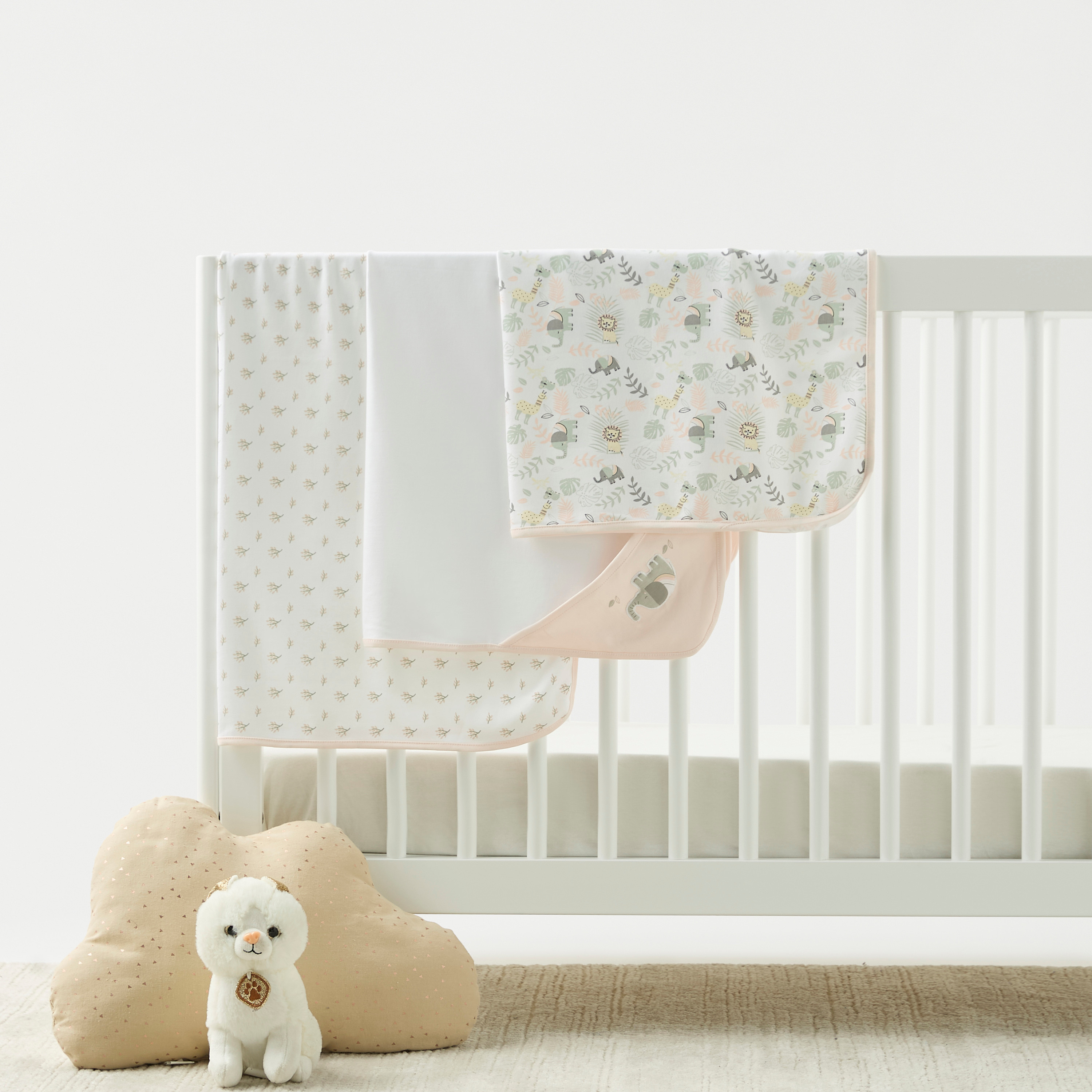 Juniors Printed Receiving Blanket with Hood - Set of 3-baby-nursery-blanketsandswaddles-receivingblankets-image-1