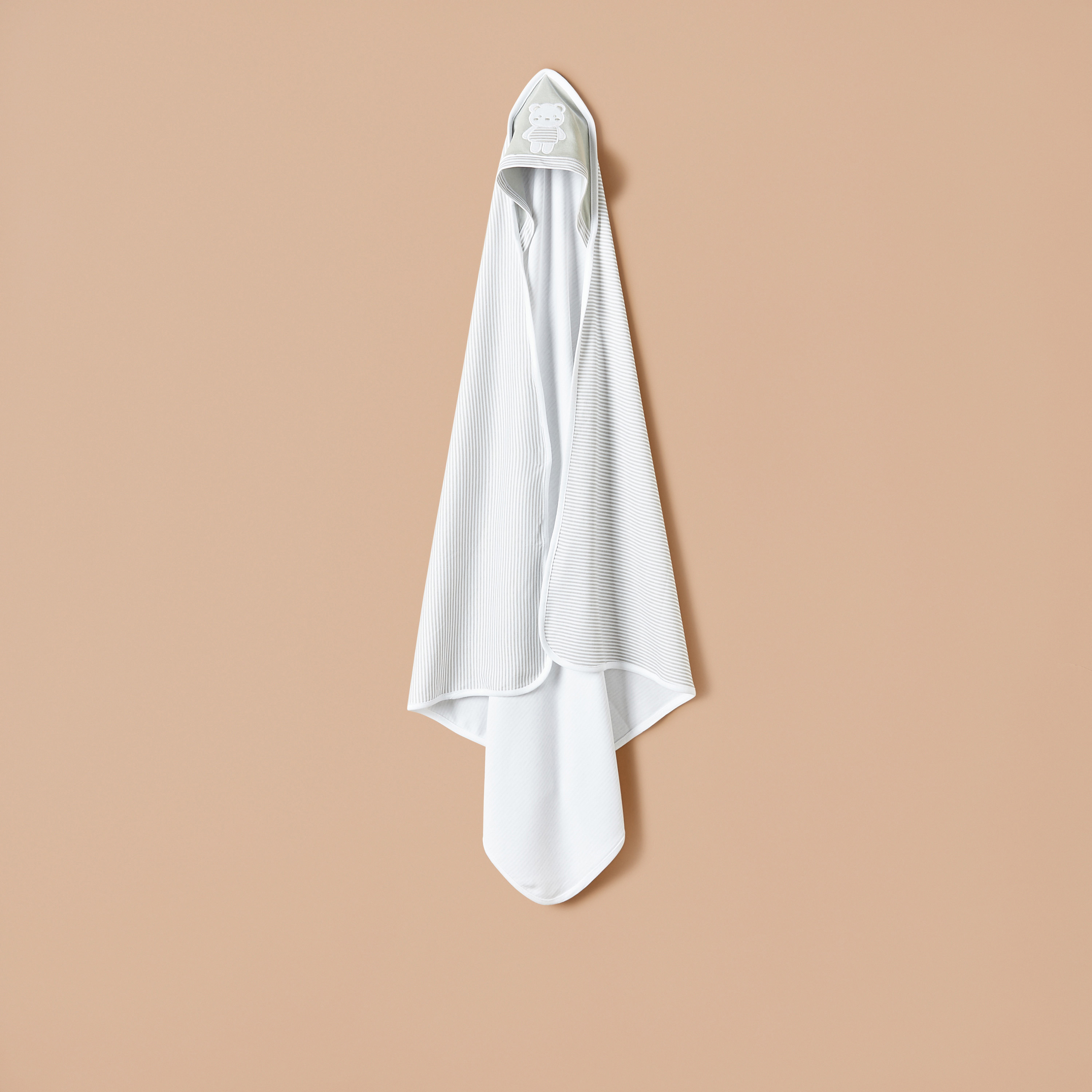 Juniors Striped Hooded Blanket - 80x80 cm-baby-nursery-blanketsandswaddles-receivingblankets-image-1