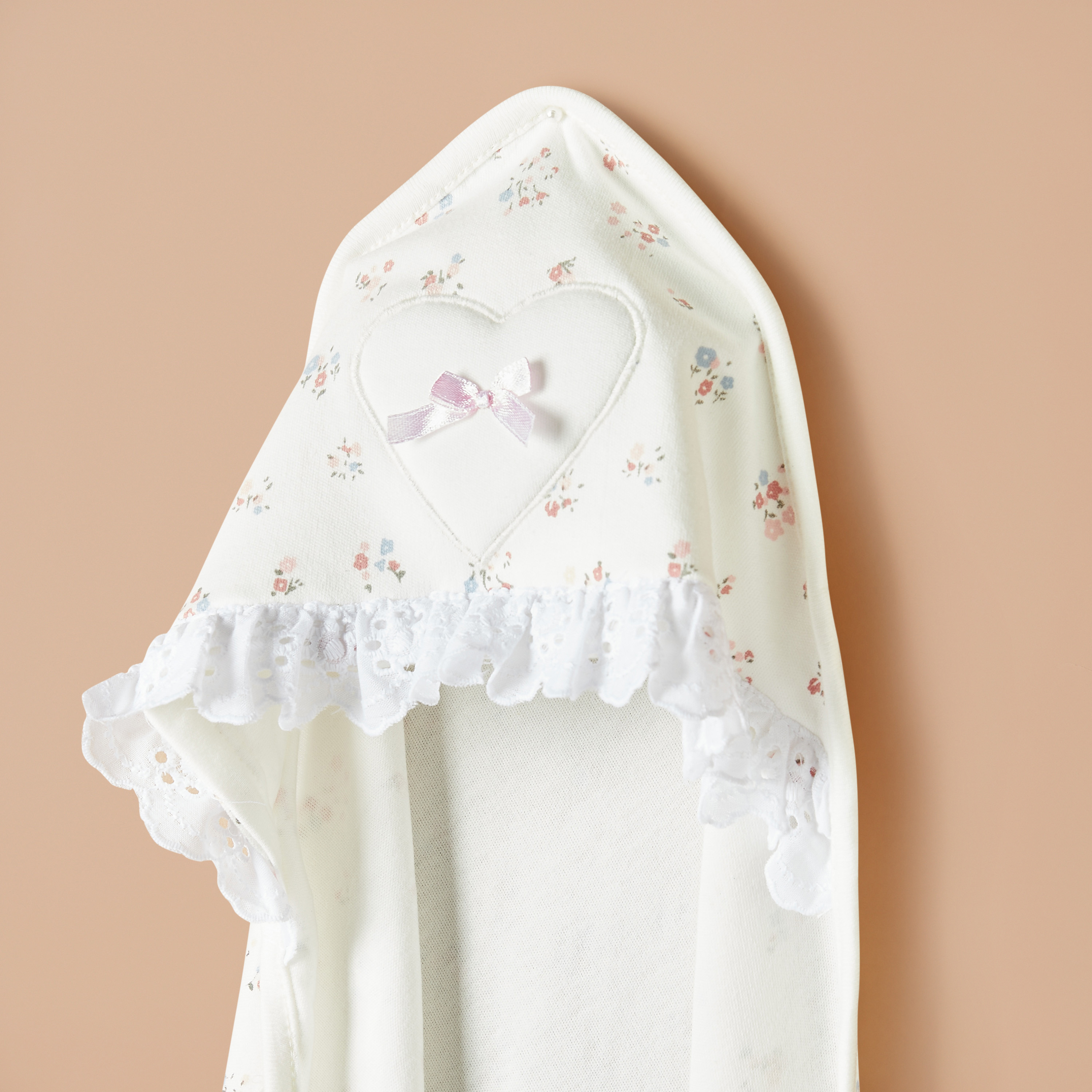 Juniors All-Over Floral Print Receiving Blanket with Hood - 80x80 cm-baby-nursery-blanketsandswaddles-receivingblankets-image-2