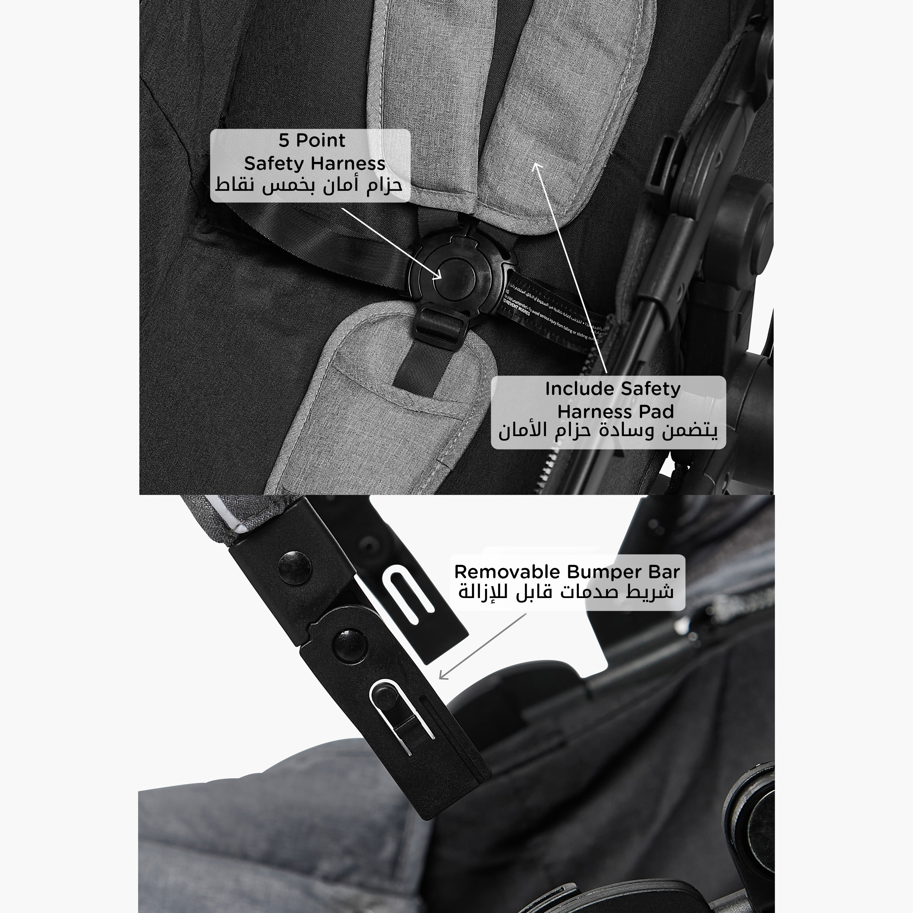 عربة أطفال ماك كاملة الحجم بنظام طي بضغطة زر وإطار ألومنيوم وقفل للعجلات من جيجلز-baby-gear-strollersandprams-strollers-image-5