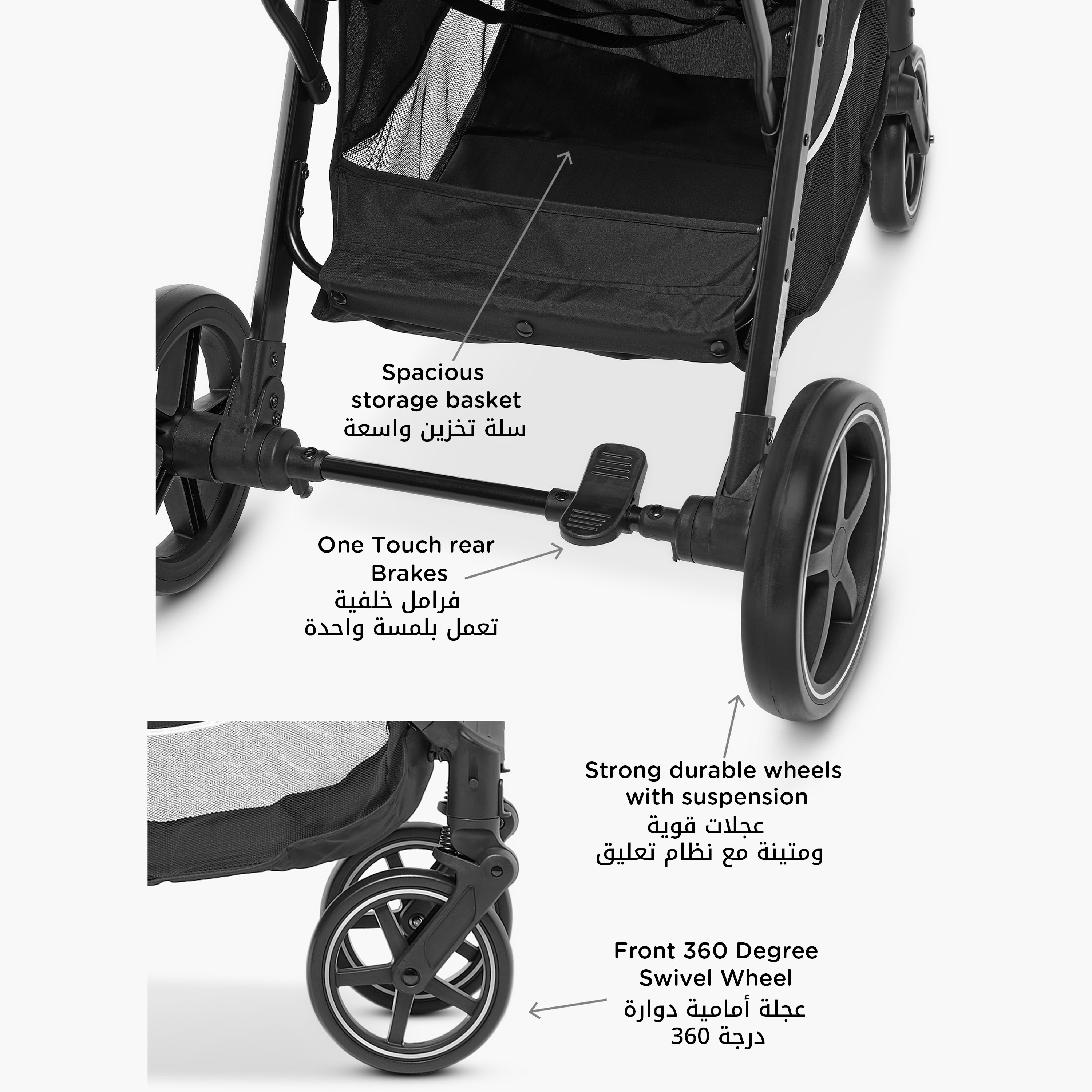 Giggles Mac Full Size Stroller with Push Button Folding System, Aluminium Frame and Wheel Lock-baby-gear-strollersandprams-strollers-image-9