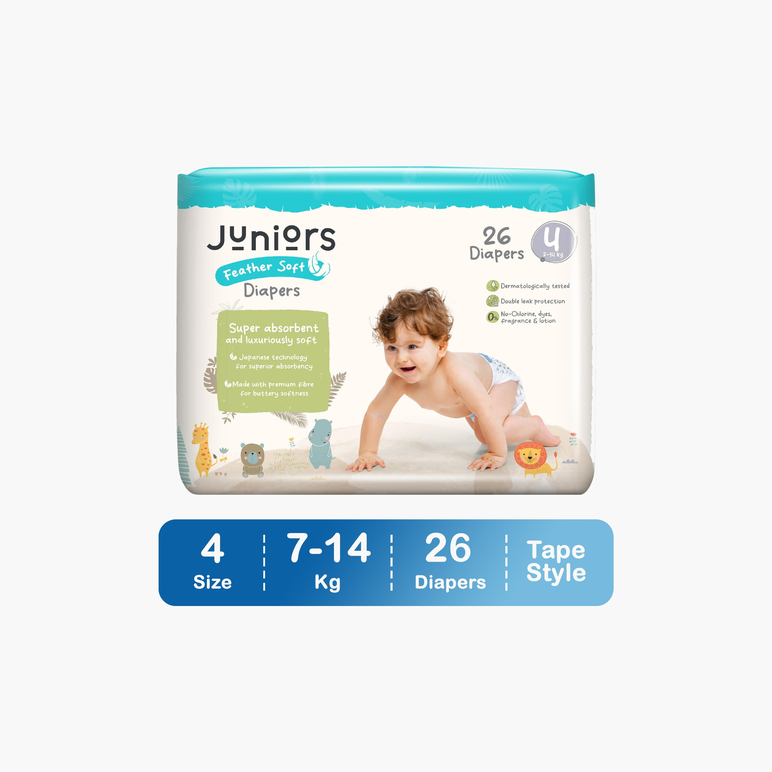 Juniors 22-Piece Tape Style Diapers Size 6 (16+ kg) Feather Soft Value Pack-baby-diapering-diapers-image-1