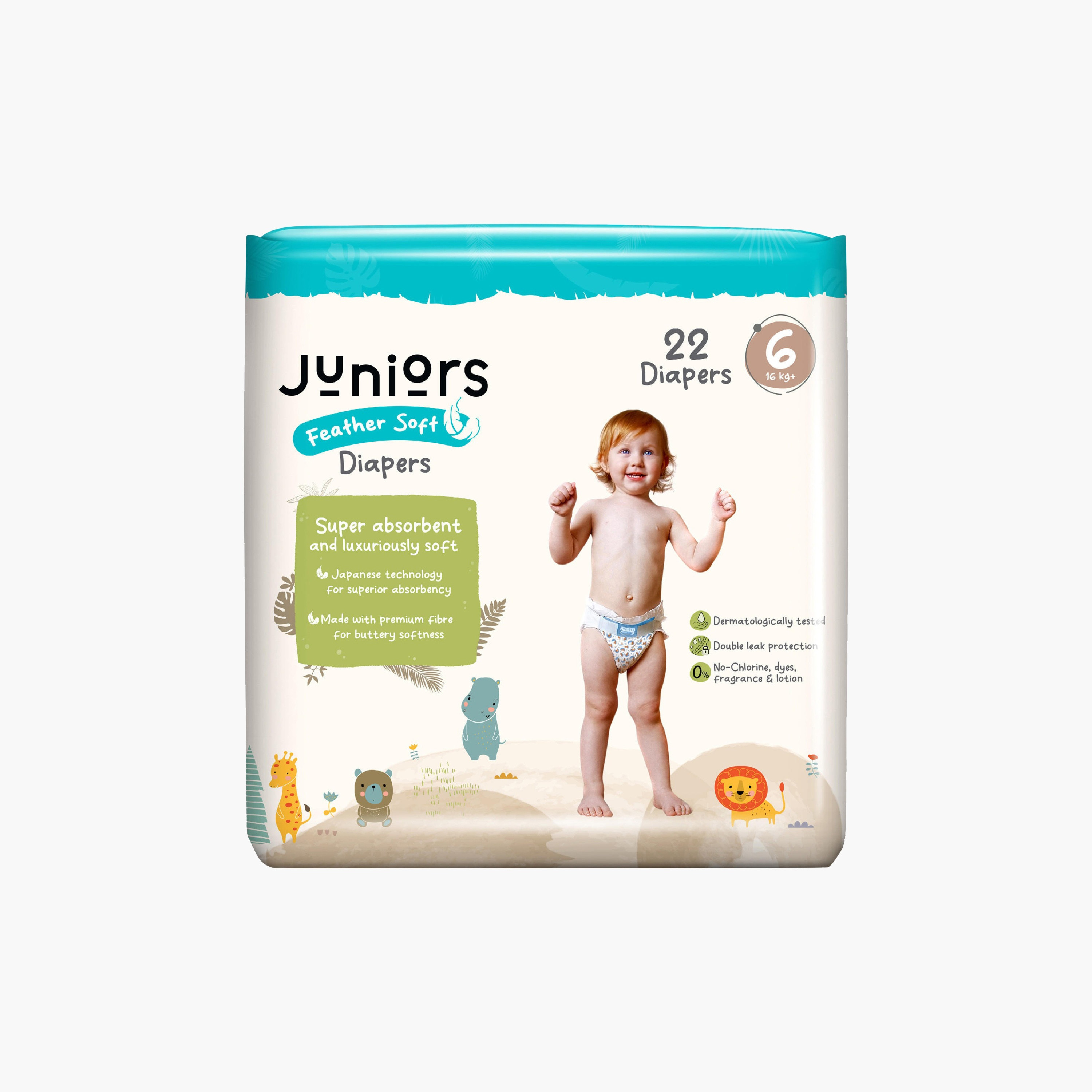 Juniors 22-Piece Tape Style Diapers Size 6 (16+ kg) Feather Soft Value Pack-baby-diapering-diapers-image-2