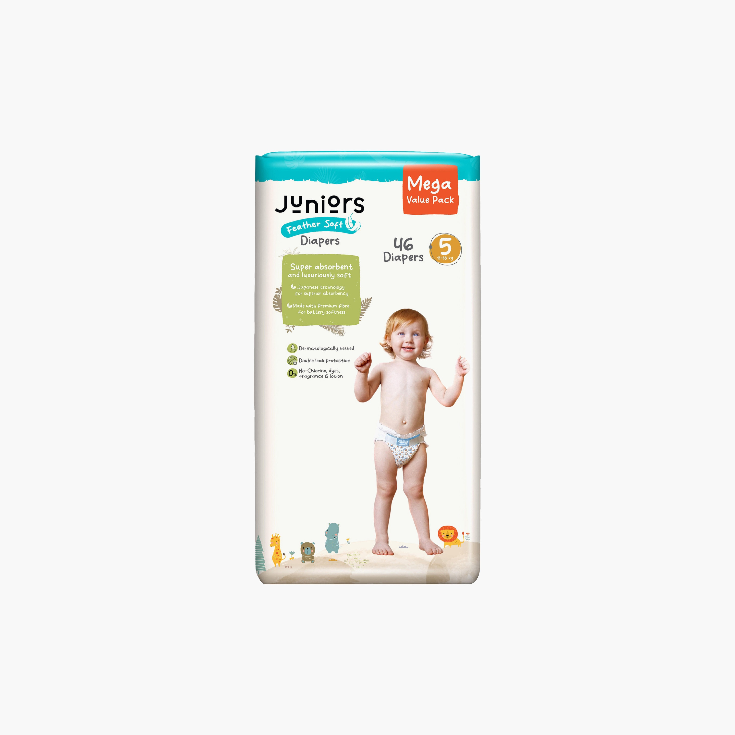 Juniors 26-Piece Tape Style Diapers 6-36 Months Size 4 (7-14 kg) Feather Soft Value Pack-baby-diapering-diapers-image-2