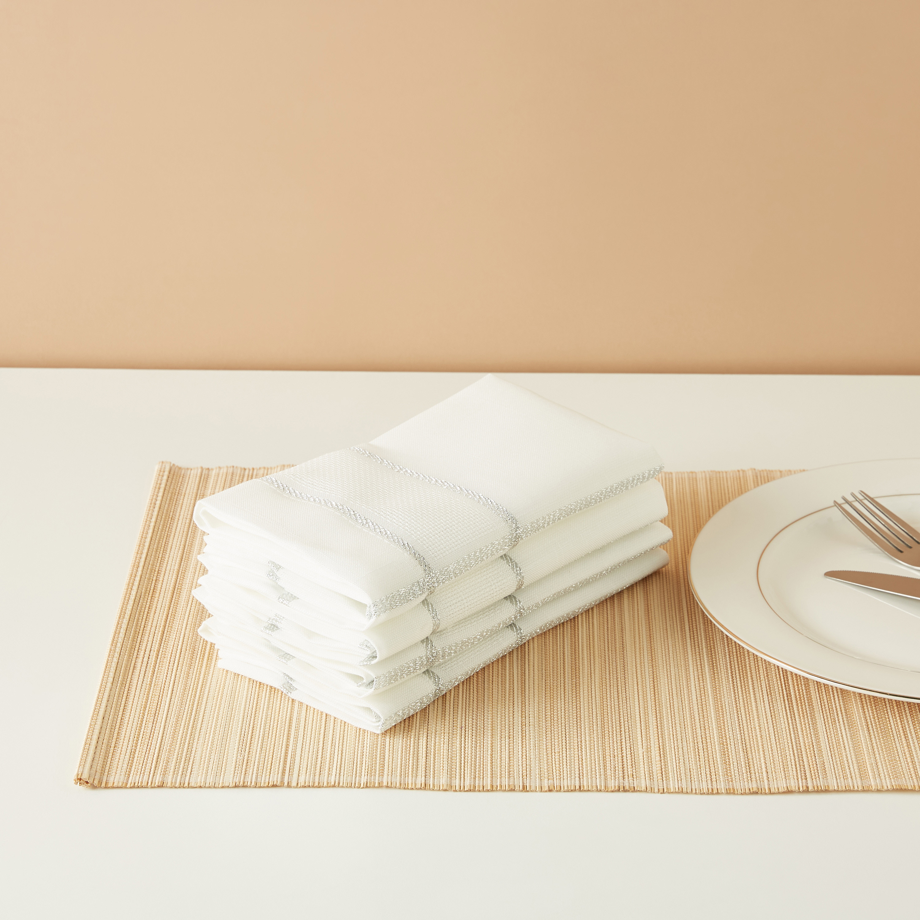 Textured 4-Piece Napkin Set - 45x45 cms-household-dining-tablelinen-napkinsandaccessories-image-1