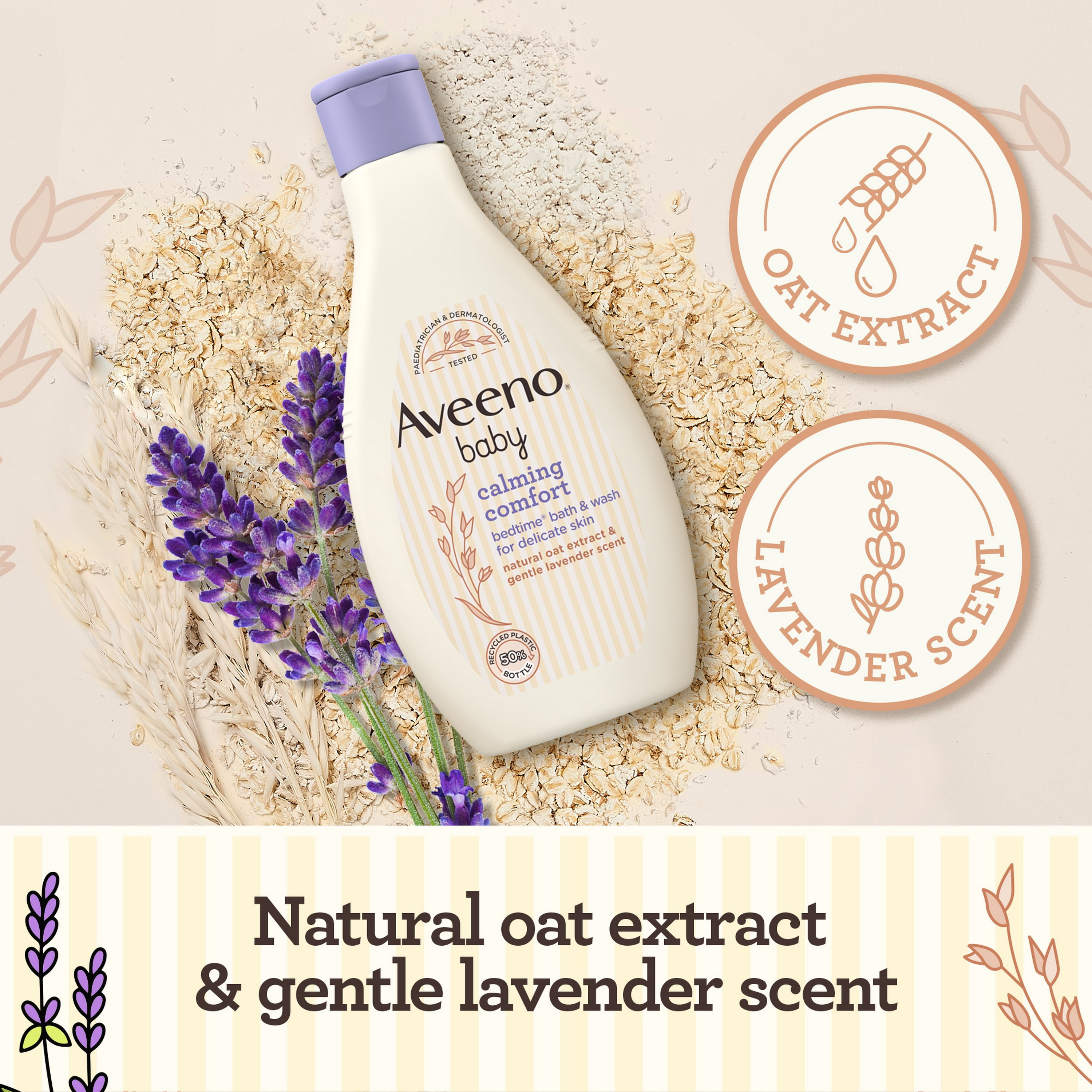 Aveeno Calming Comfort Bedtime Bath & Wash, 250ml-baby-bathandcare-hairbodyskincare-bodywashandsoaps-image-2