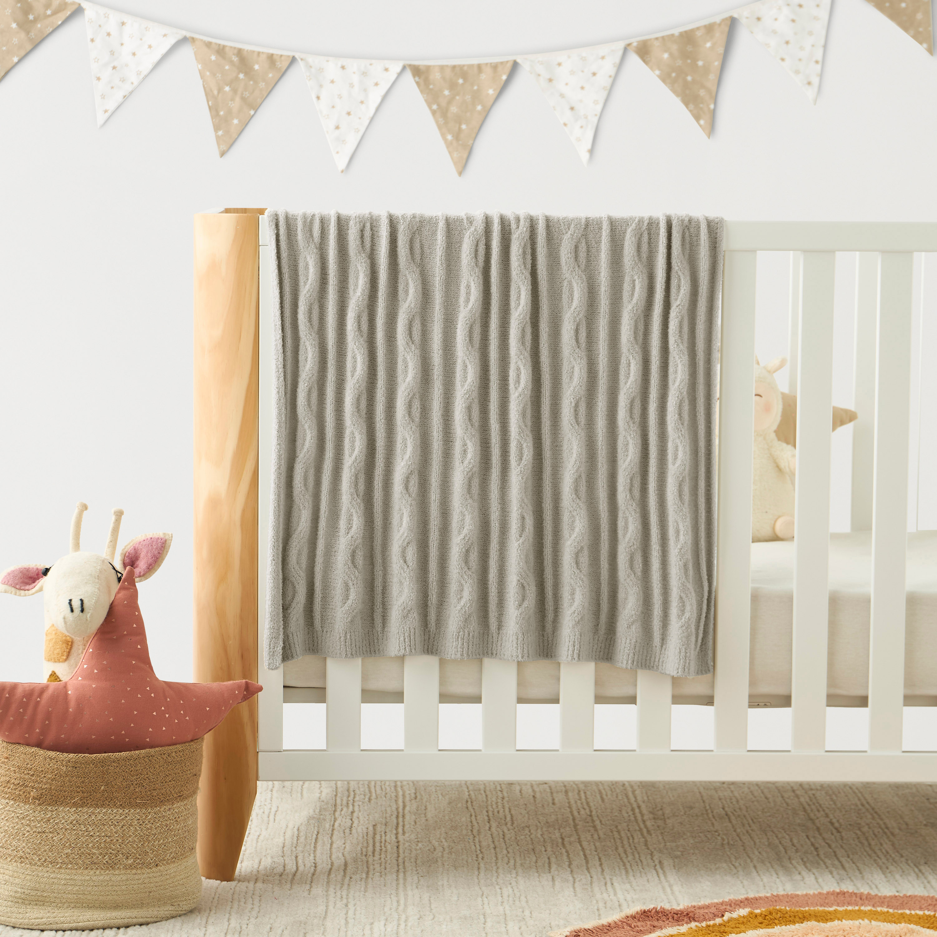 Giggles Cable Knitted Throw - 80x100 cm-baby-nursery-blanketsandswaddles-blanketsandquilts-image-1