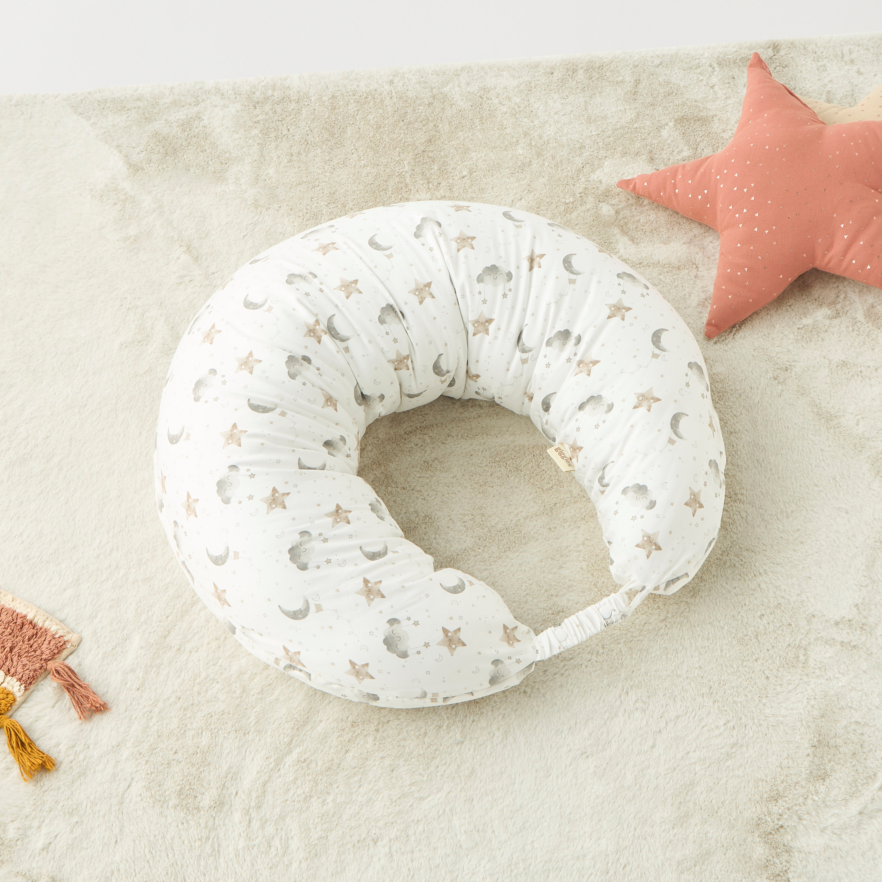 Buy Giggles All Over Moon Print Feeding Pillow 34x160 cm for Babies Online in Bahrain Centrepoint