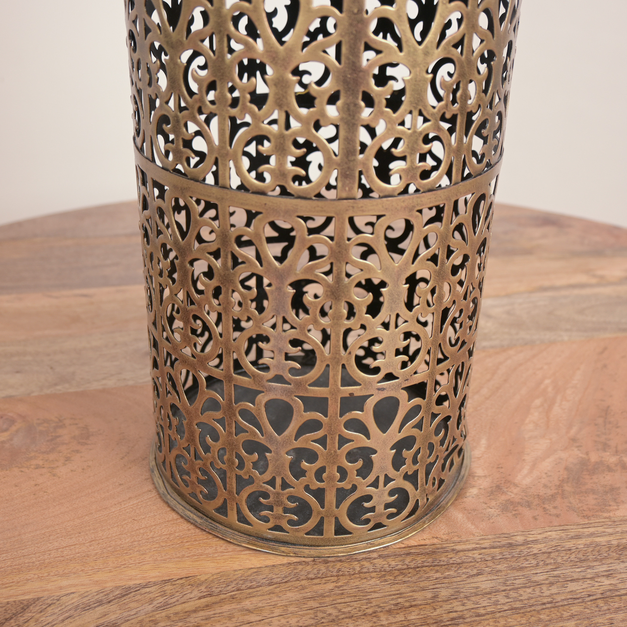 Home Carving Cutout Detail Brass Candleholder - 68 cm-household-decor-candleholdersandlanterns-image-3