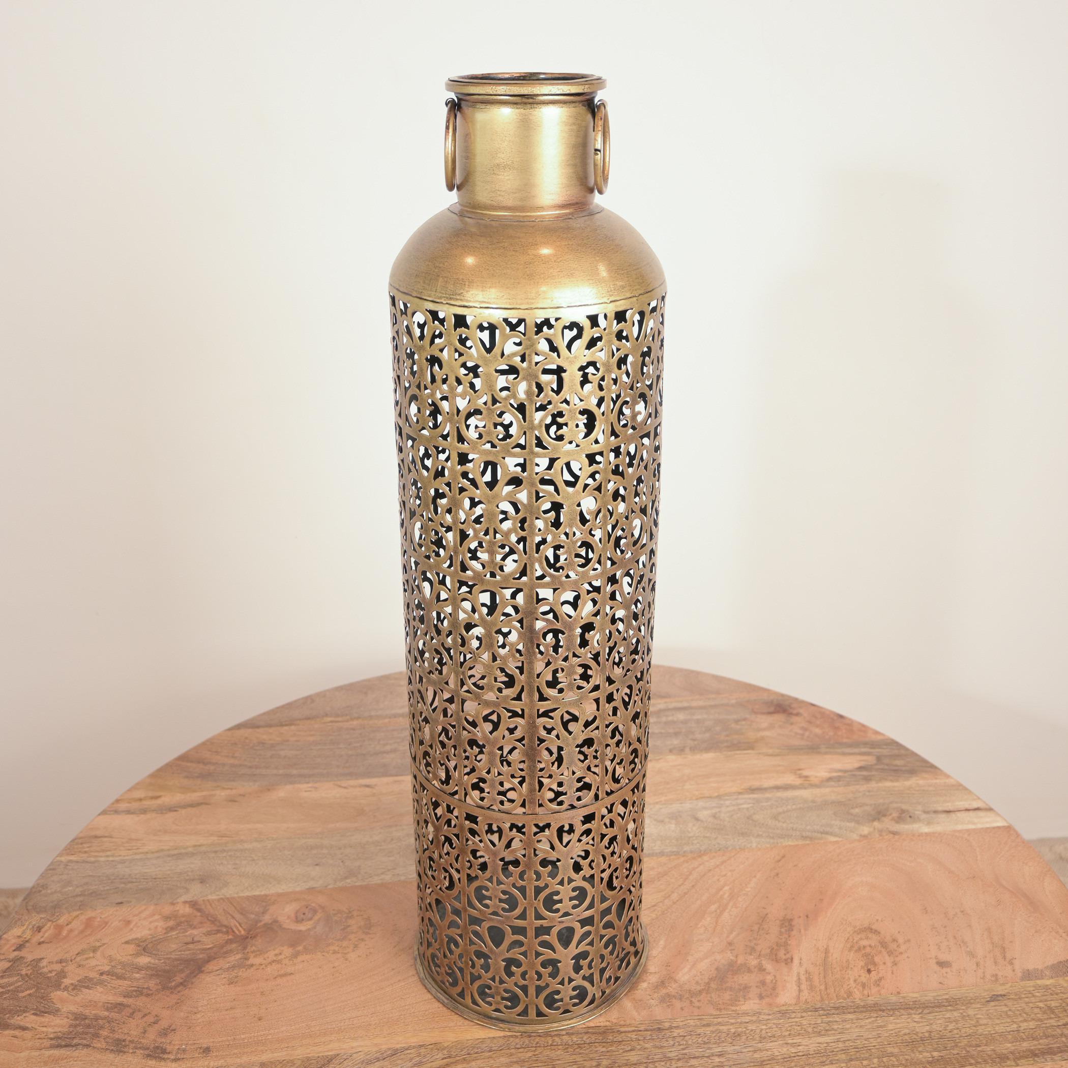 Home Carving Cutout Detail Brass Candleholder - 68 cm-household-decor-candleholdersandlanterns-image-4