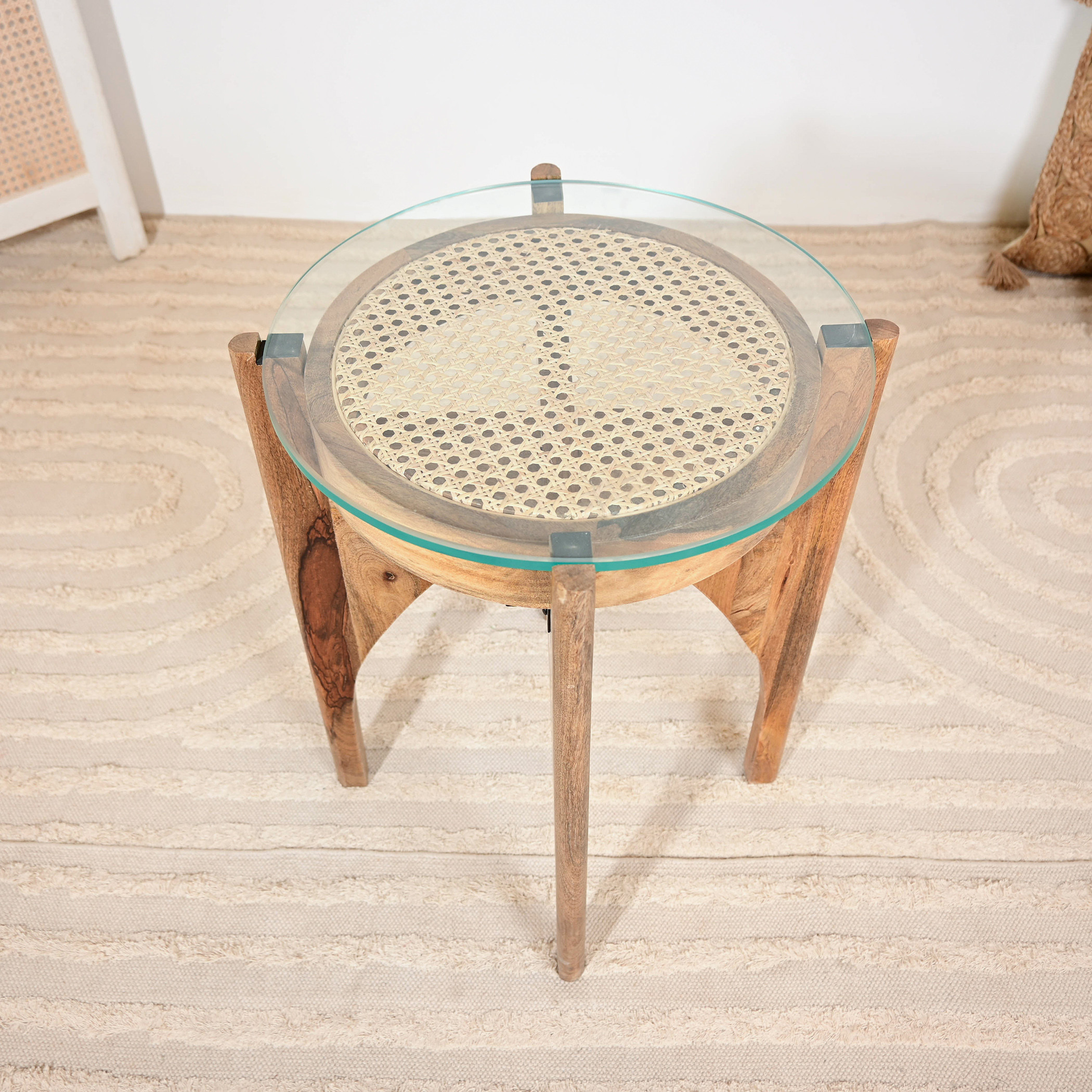 طاولة زينة بسطح زجاج من هوم كارفينج - 55x40x55 سم-furniture-livingroom-sideandendtables-image-5