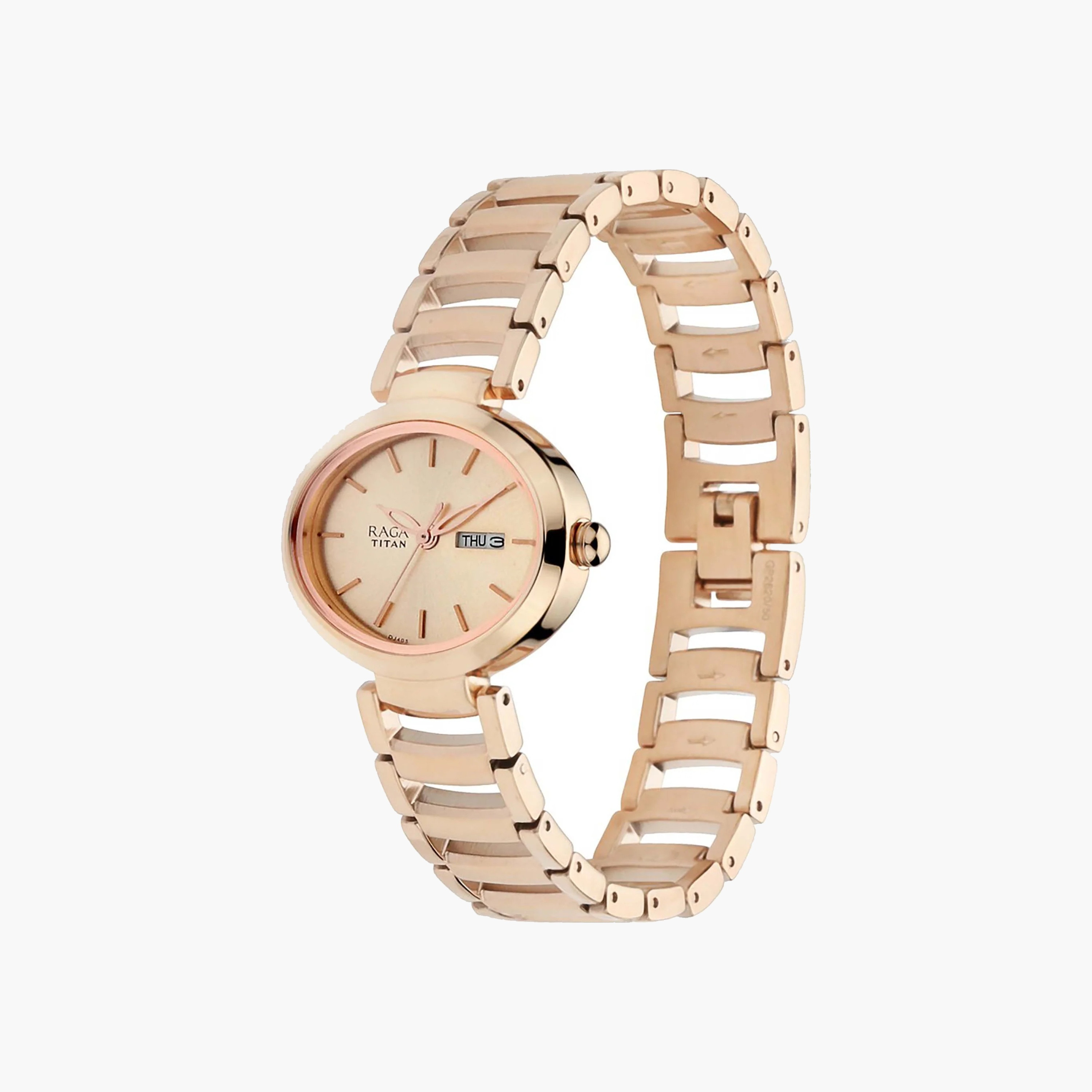 ساعة تيتان النسائية التناظرية باللون الذهبي الوردي-women-watchesandjewellery-watches-image-3