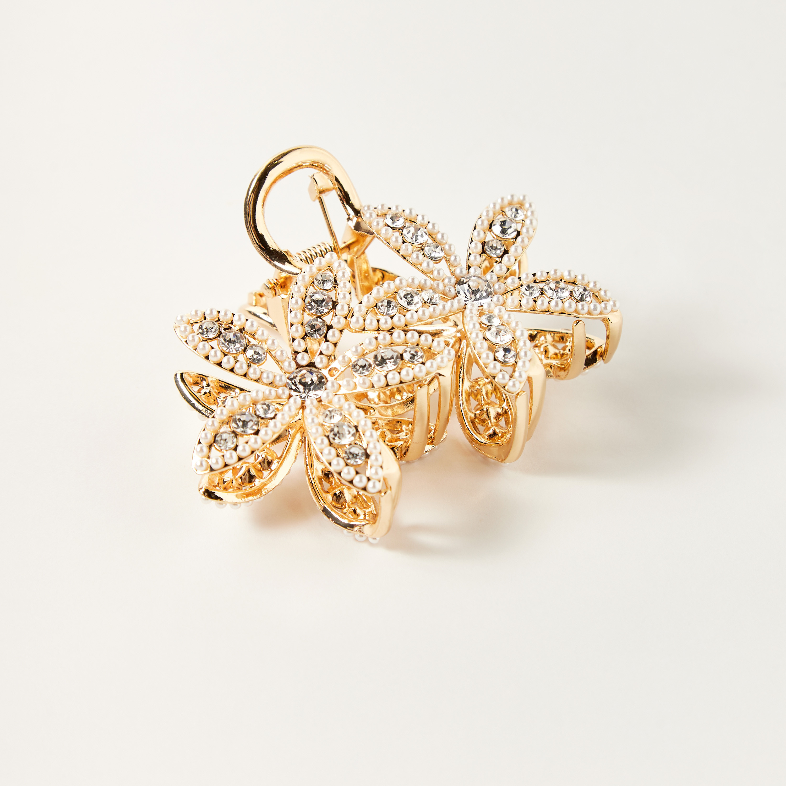 مشبك شعر زهرة مزين باللؤلؤ والأحجار-women-hairaccessories-clamps-image-1