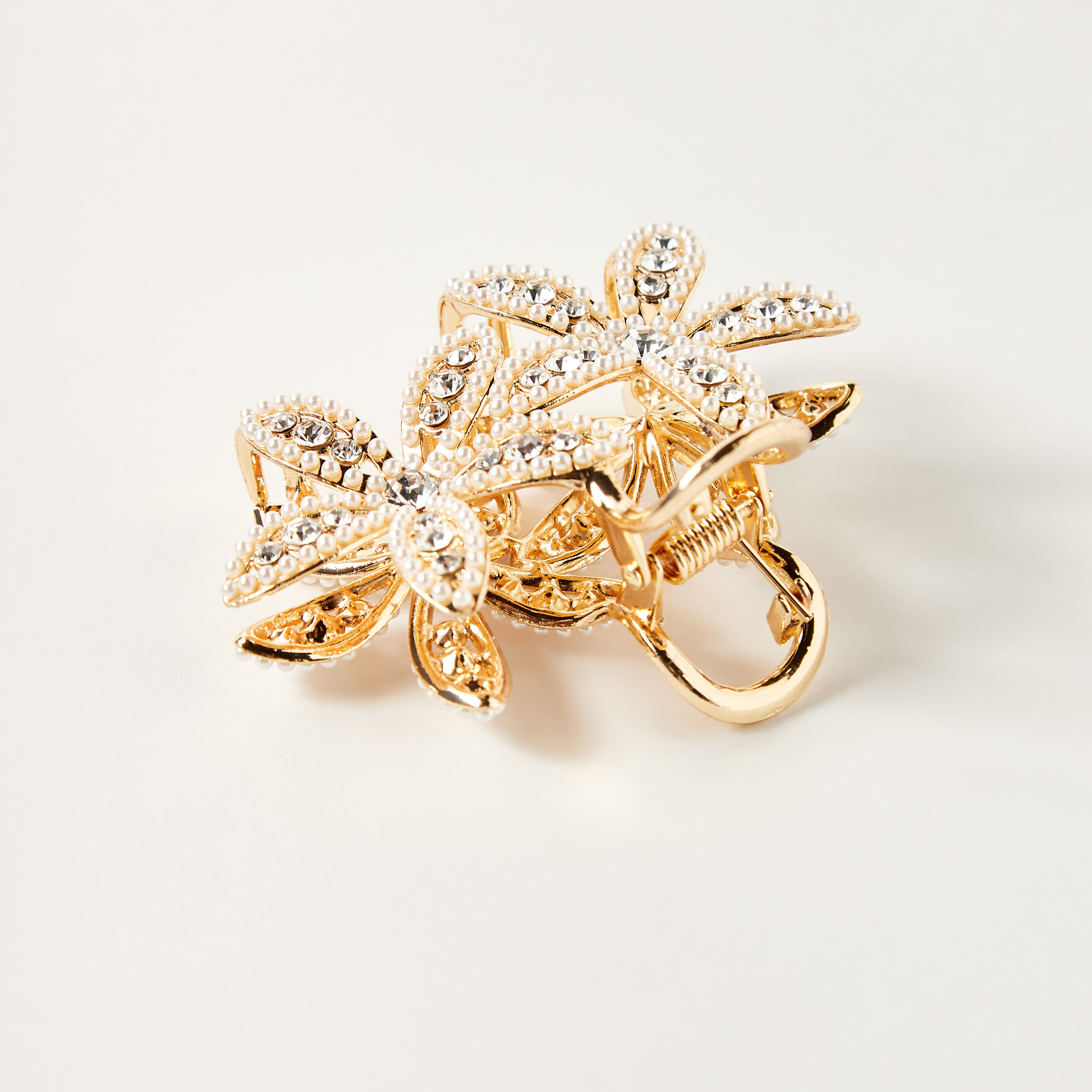 مشبك شعر زهرة مزين باللؤلؤ والأحجار-women-hairaccessories-clamps-image-2