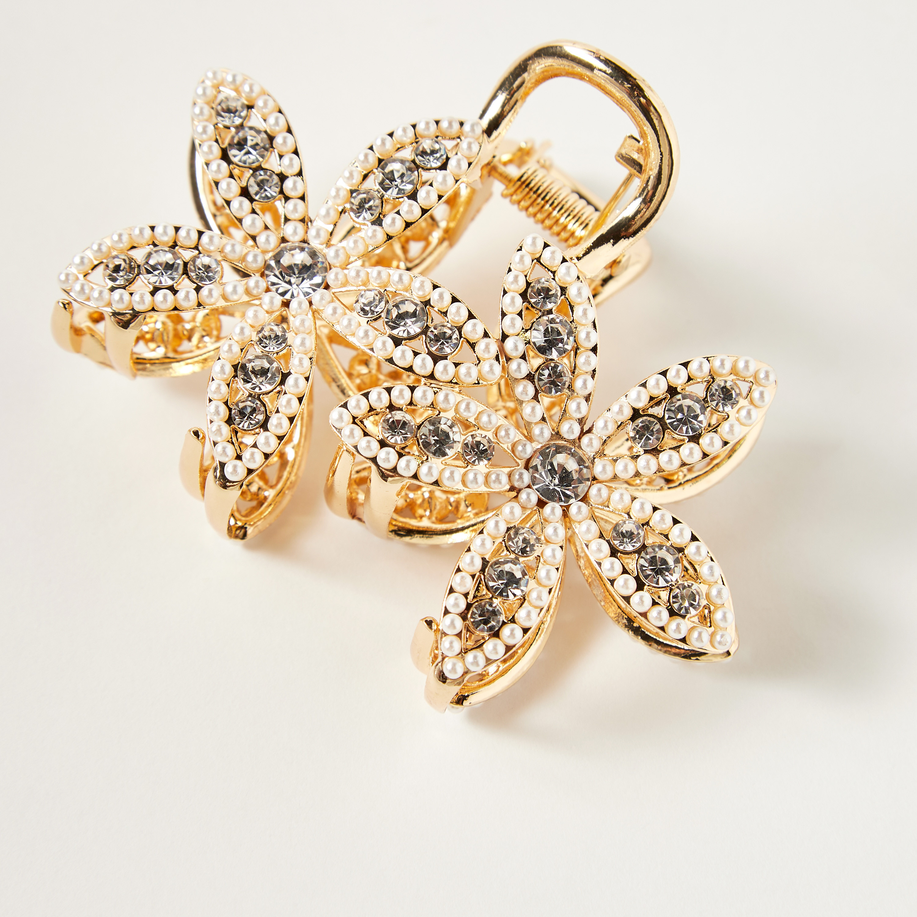 مشبك شعر زهرة مزين باللؤلؤ والأحجار-women-hairaccessories-clamps-image-3