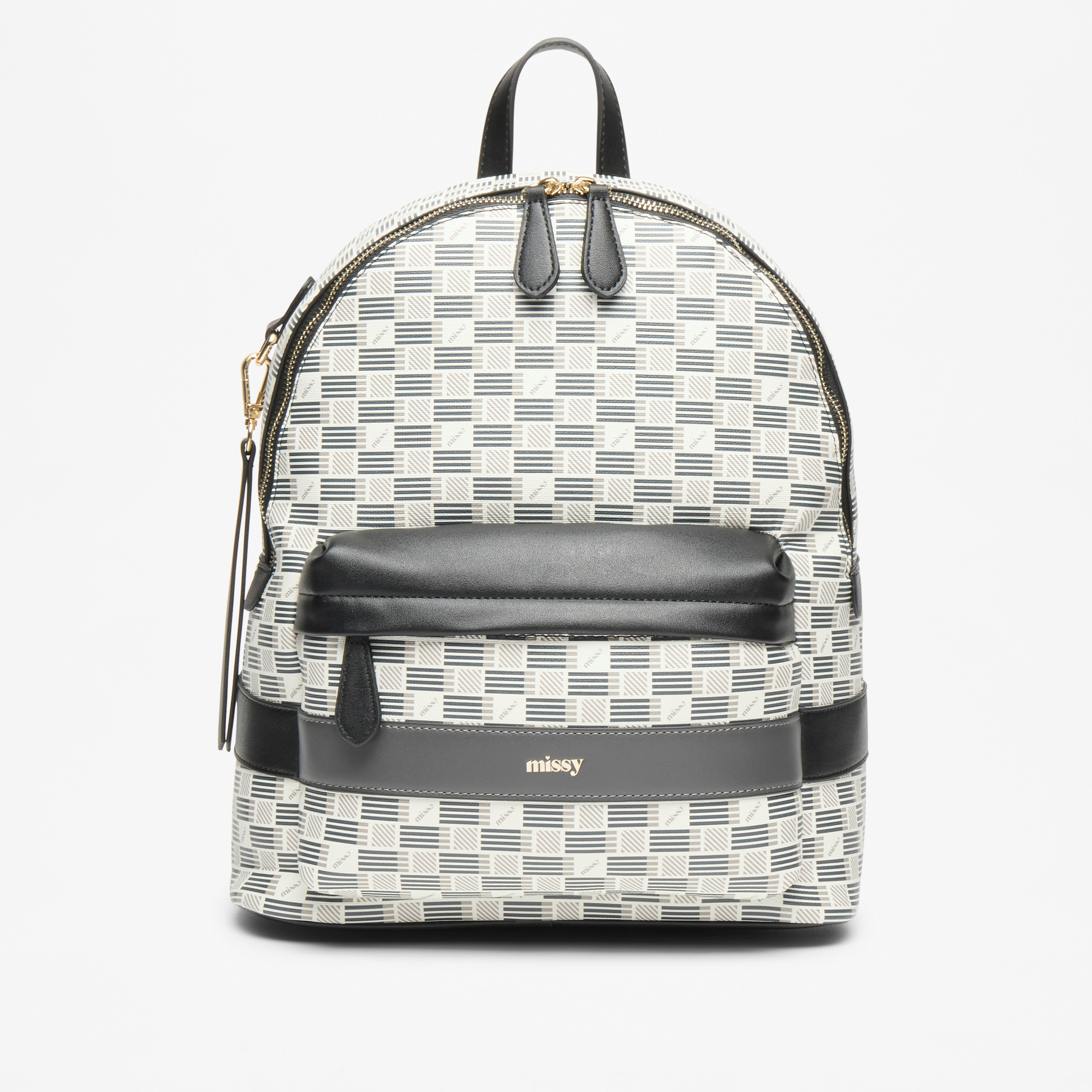 Missy Logo Detail Backpack with Zip Closure and Adjustable Shoulder Straps-women-bagsandwallets-backpacks-image-1