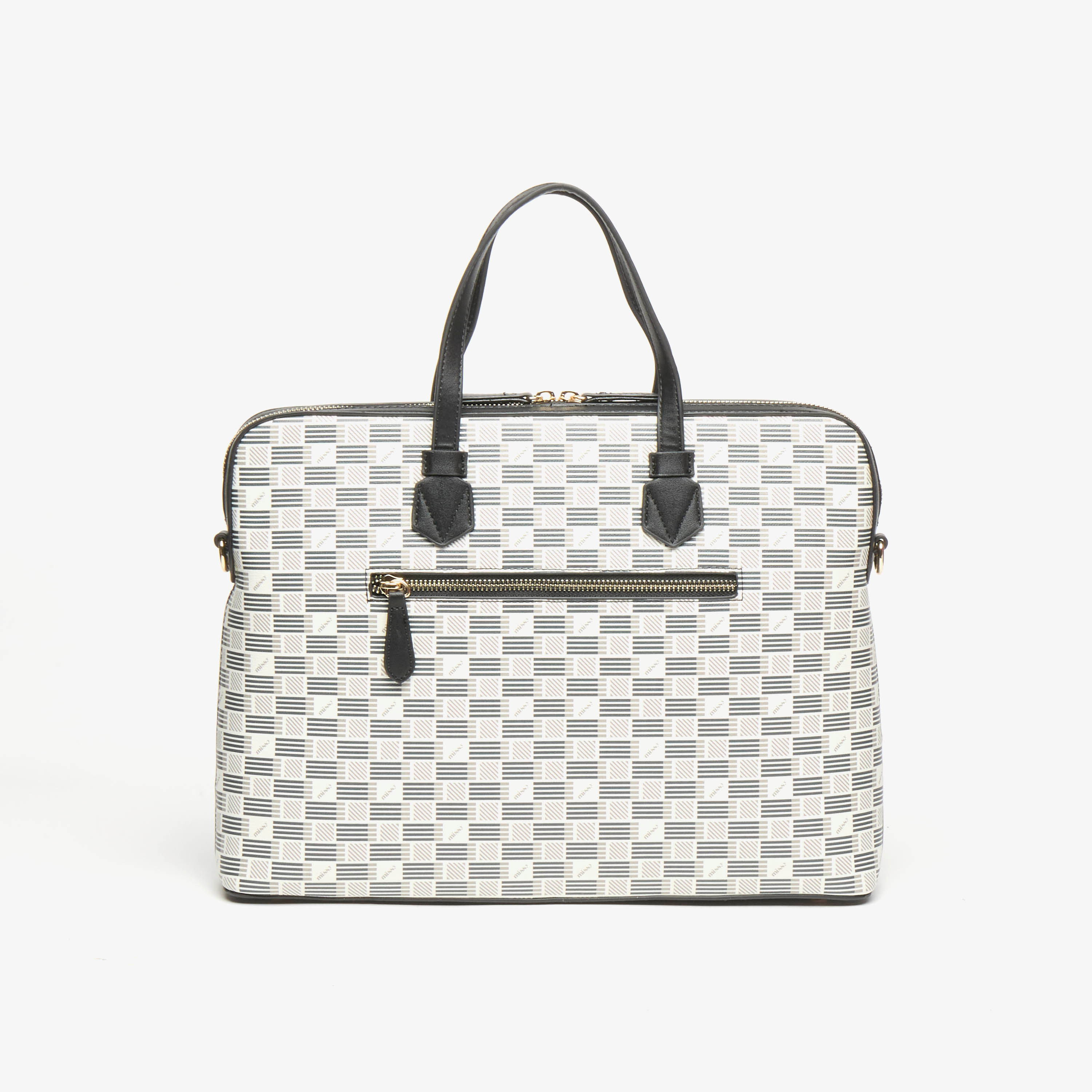 Buy Missy Monogram Print Laptop Bag with Zip Closure and Top Handles Splash UAE