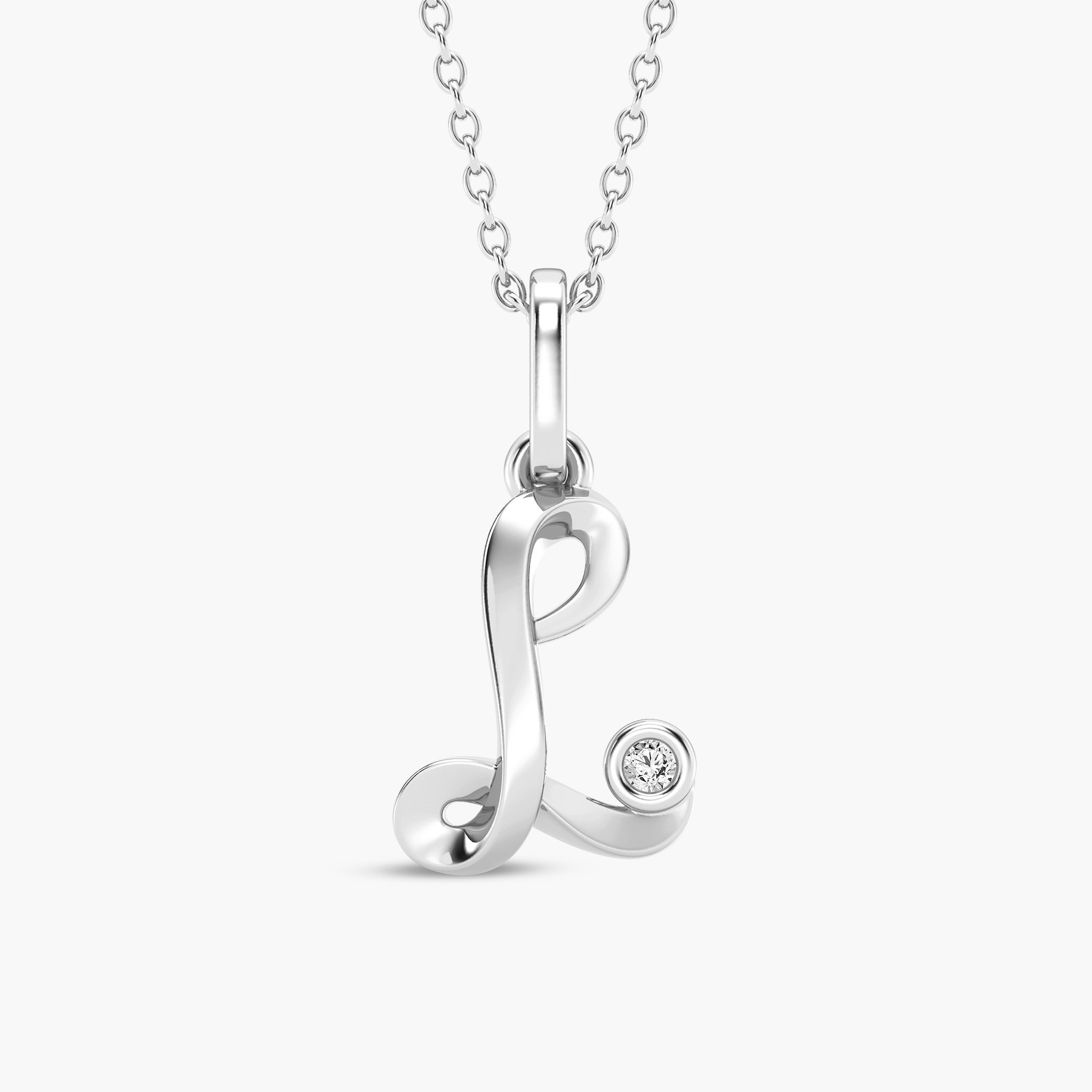 Simply Byond Women s Lab Grown Diamond L Initial Pendant 925 Sterling Silver