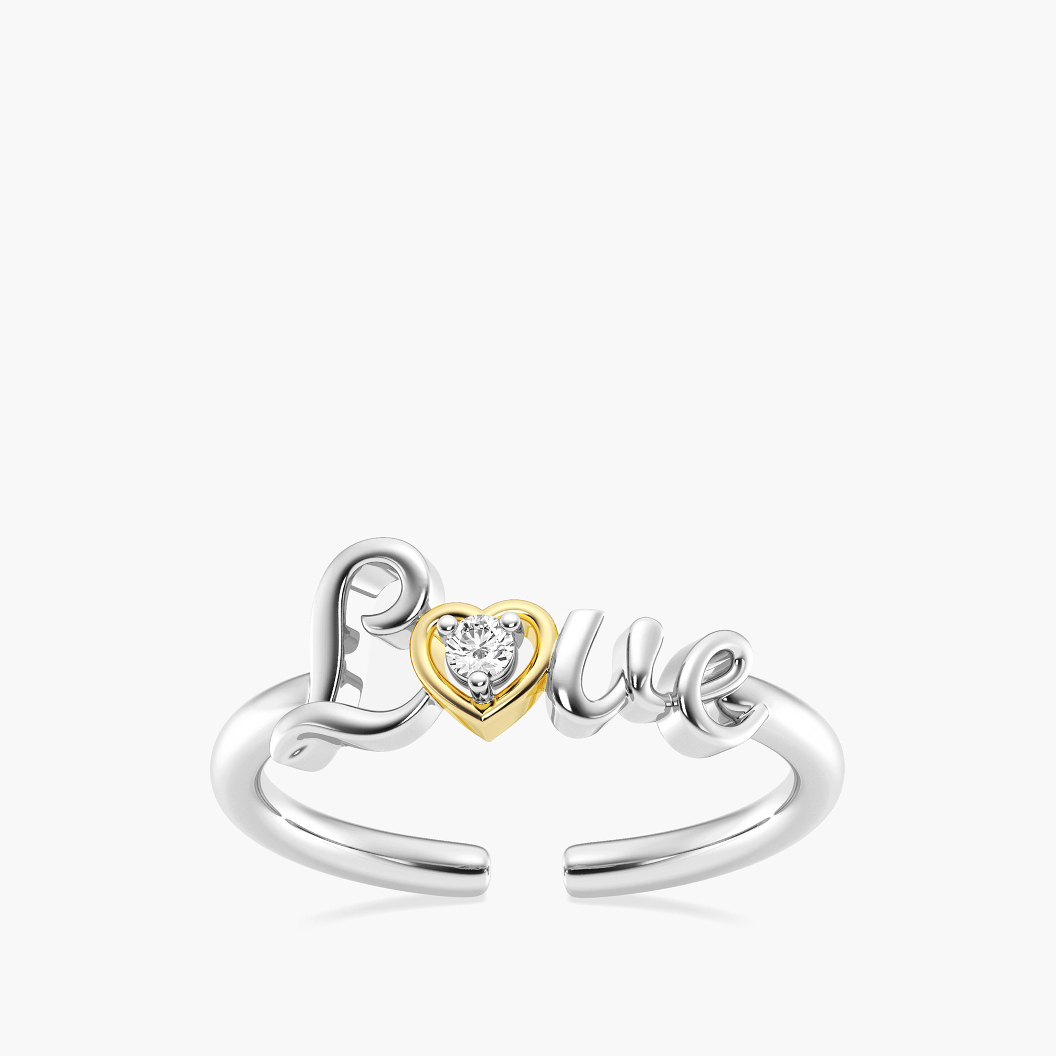 Silver love store ring