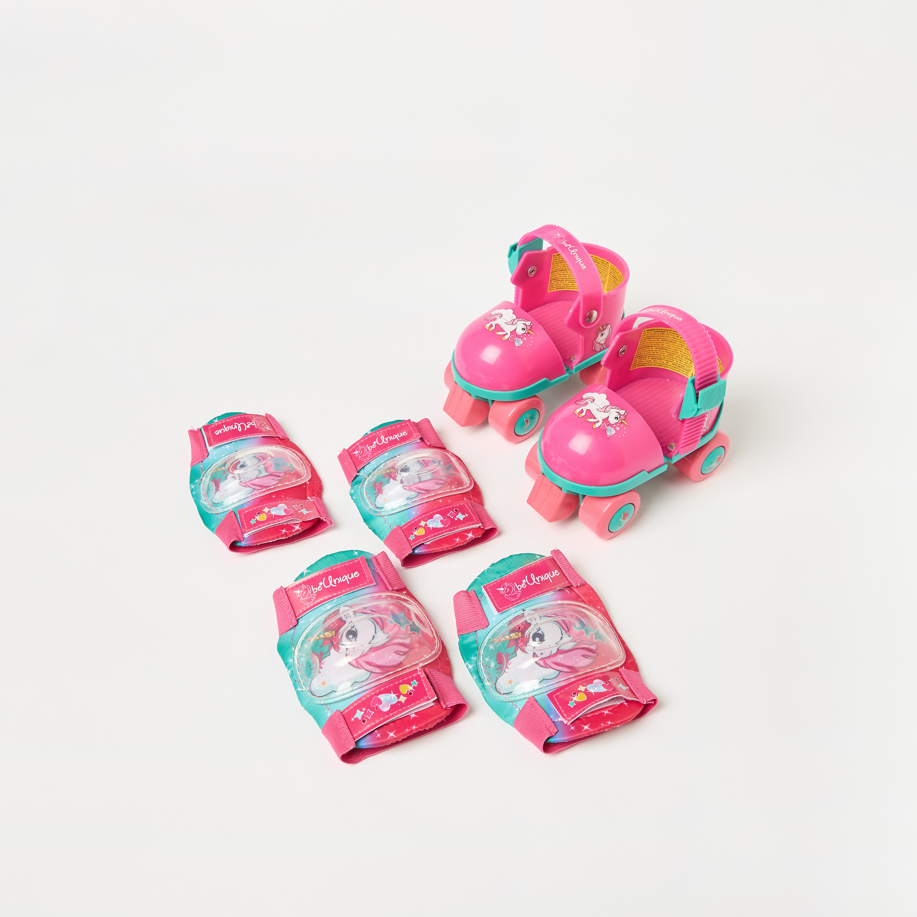 Mondo Unicorn Print Roller Skates with Elbow and Knee Pads-toys-outdoor-sports-image-1