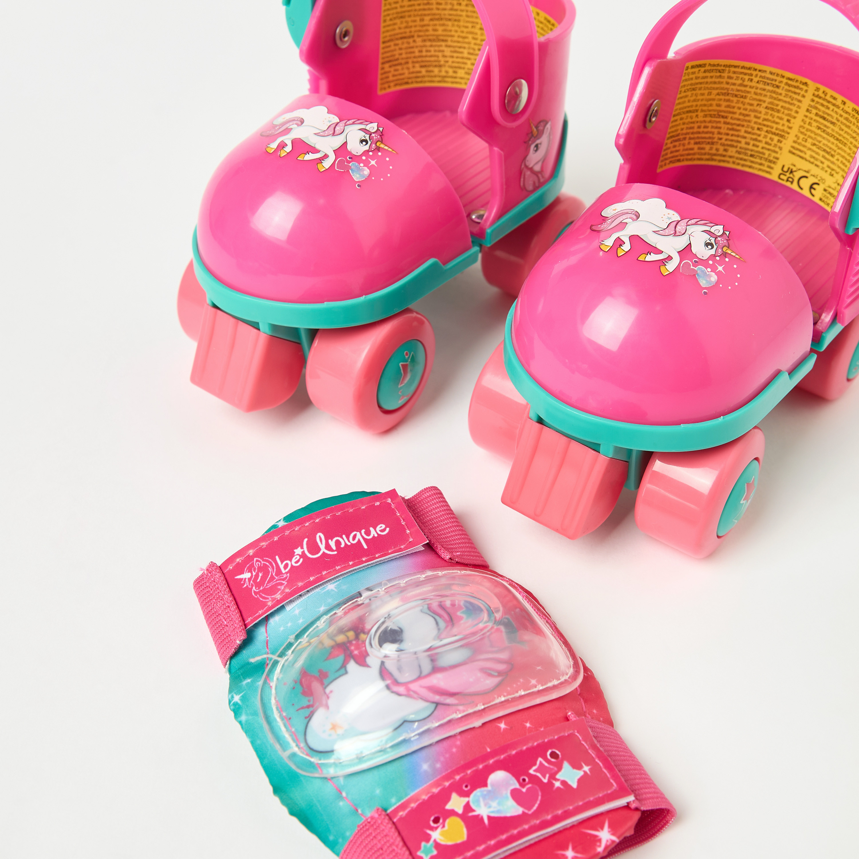 Mondo Unicorn Print Roller Skates with Elbow and Knee Pads-toys-outdoor-sports-image-4
