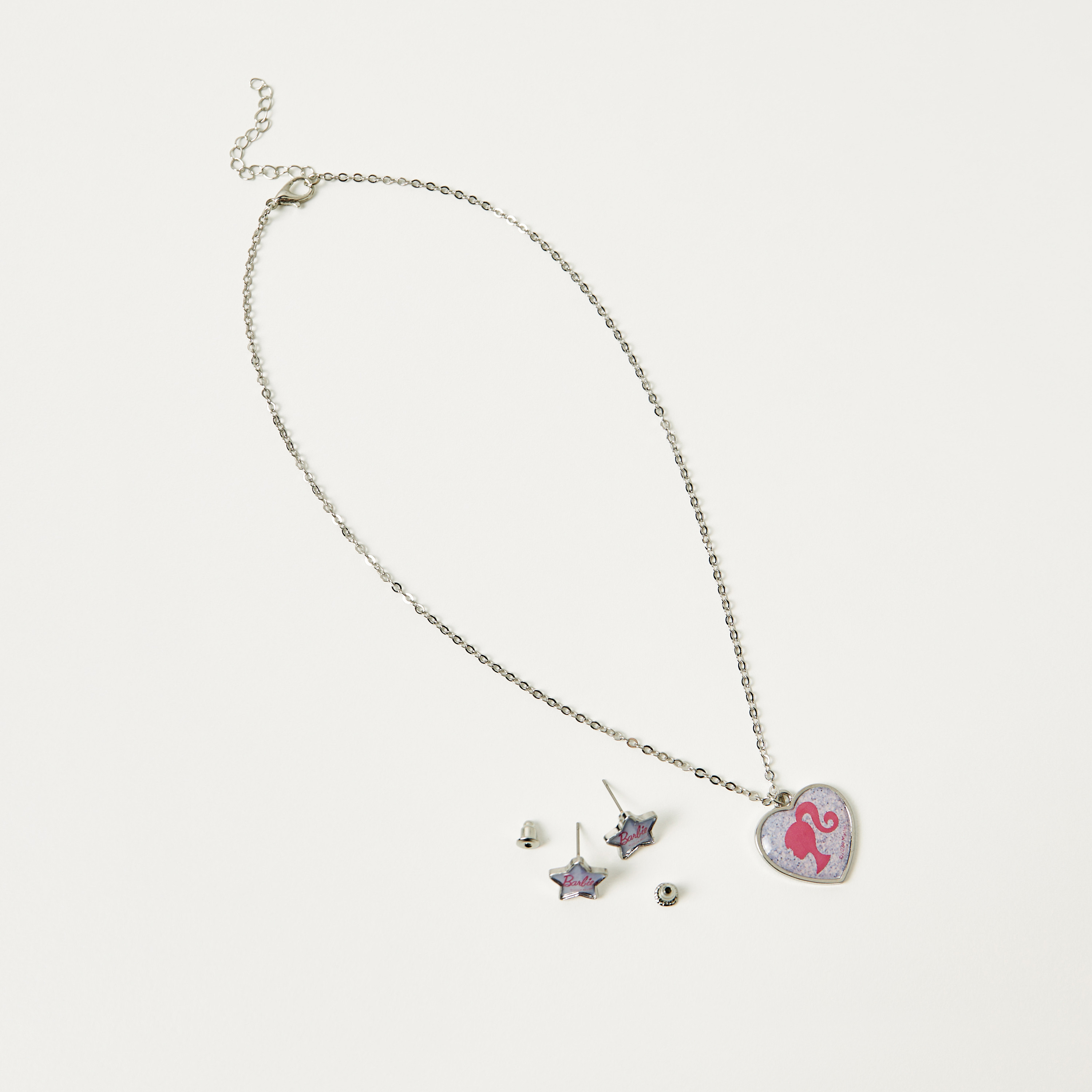 Barbie Embellished Heart Pendant Necklace and Earrings Set-girls-accessories-jewellery-image-1