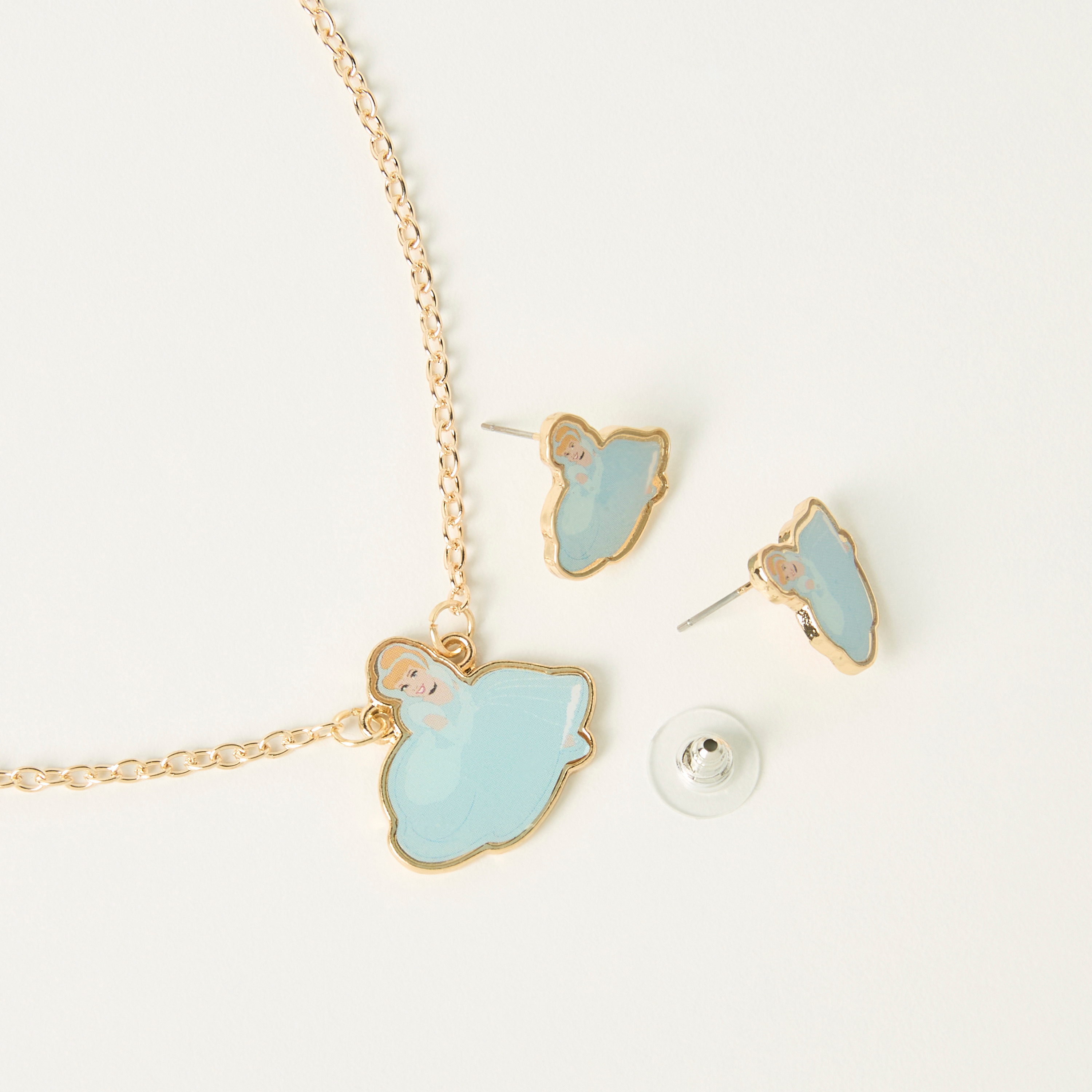 طقم عقد وحلق بطبعات برنسيس سندريلا من ديزني-girls-accessories-jewellery-image-4