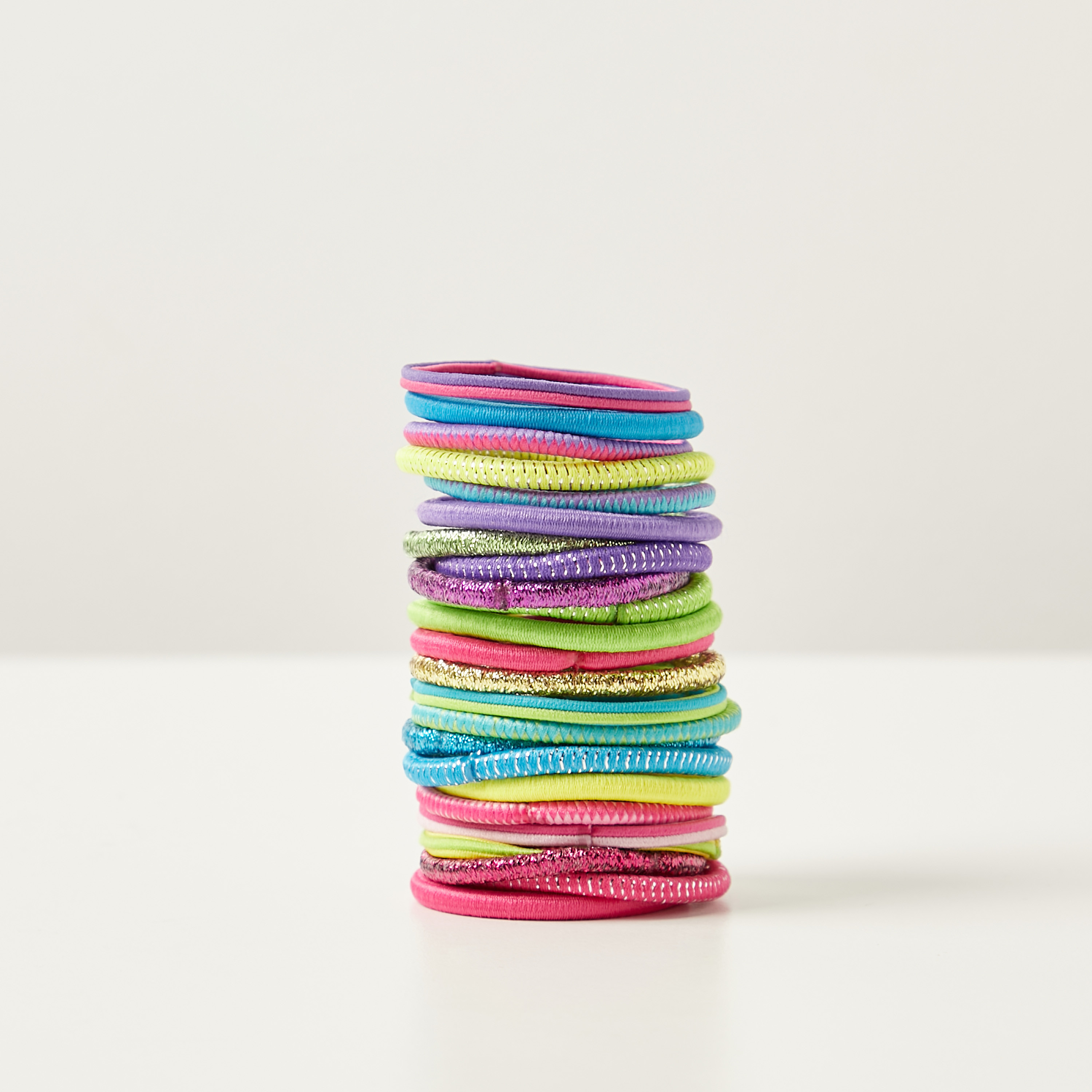 Charmz Textured Elasticated Hair Tie - Set of 24-girls-accessories-hairaccessories-image-1