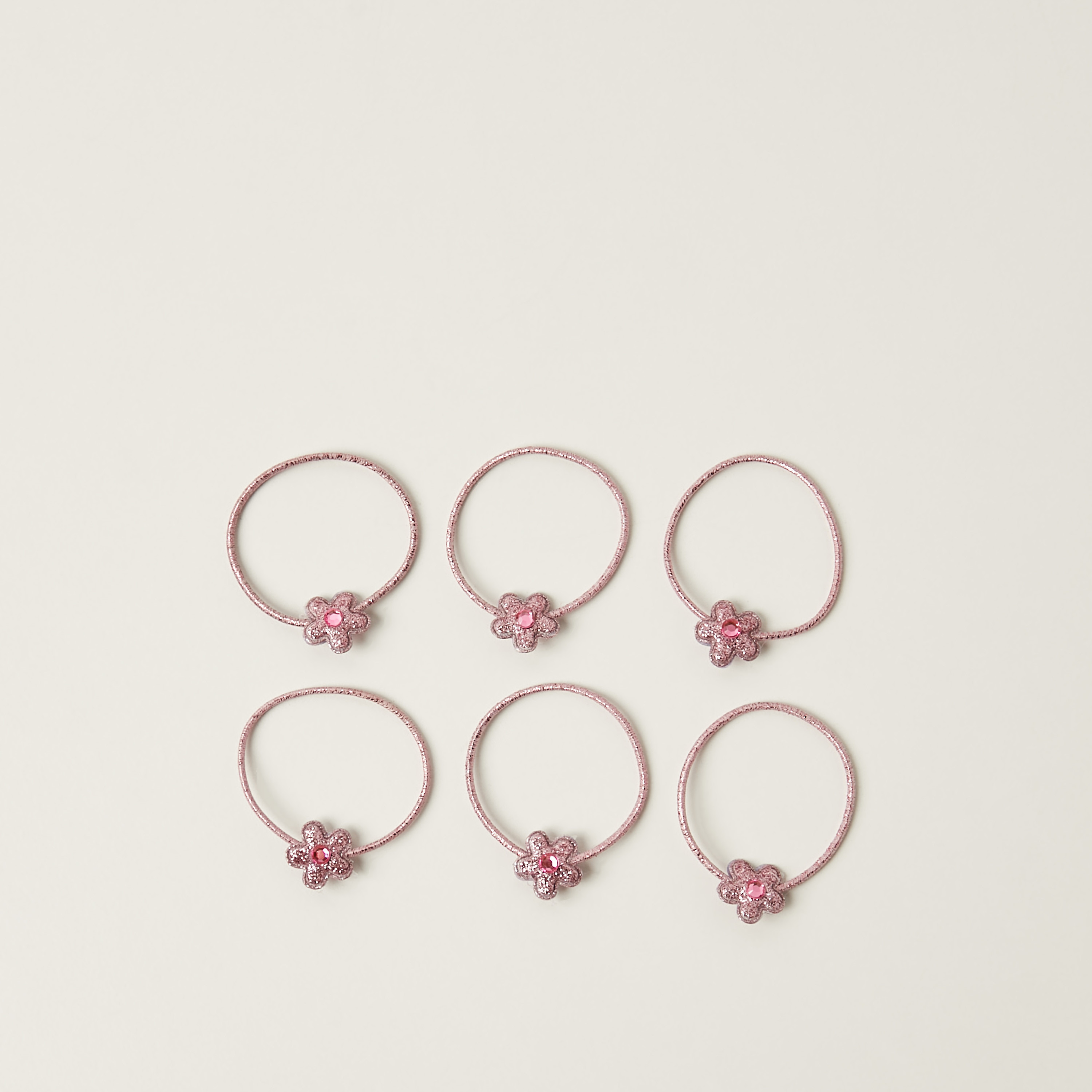 Charmz Embellished Flower Hair Tie - Set of 6-girls-accessories-hairaccessories-image-1