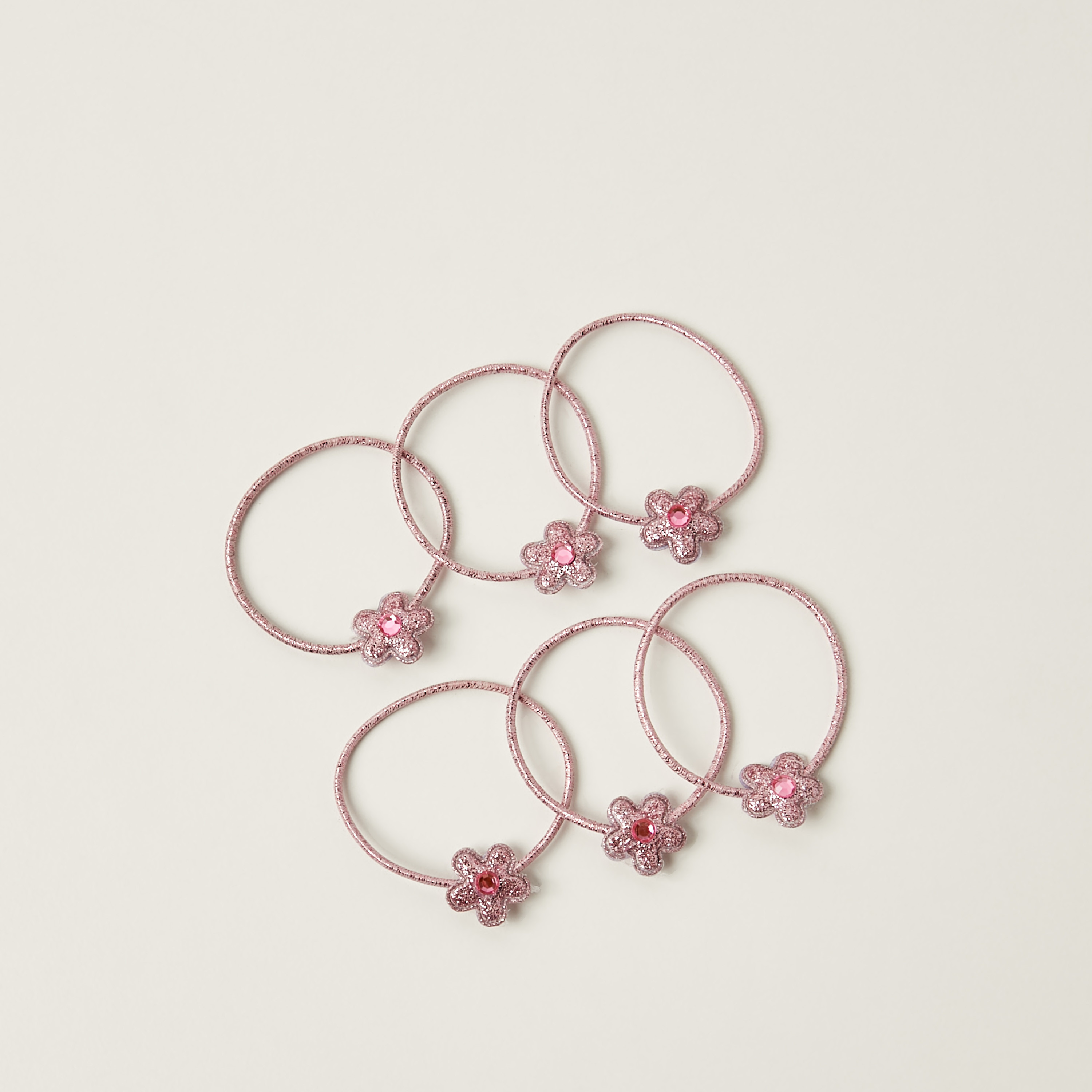 Charmz Embellished Flower Hair Tie - Set of 6-girls-accessories-hairaccessories-image-2
