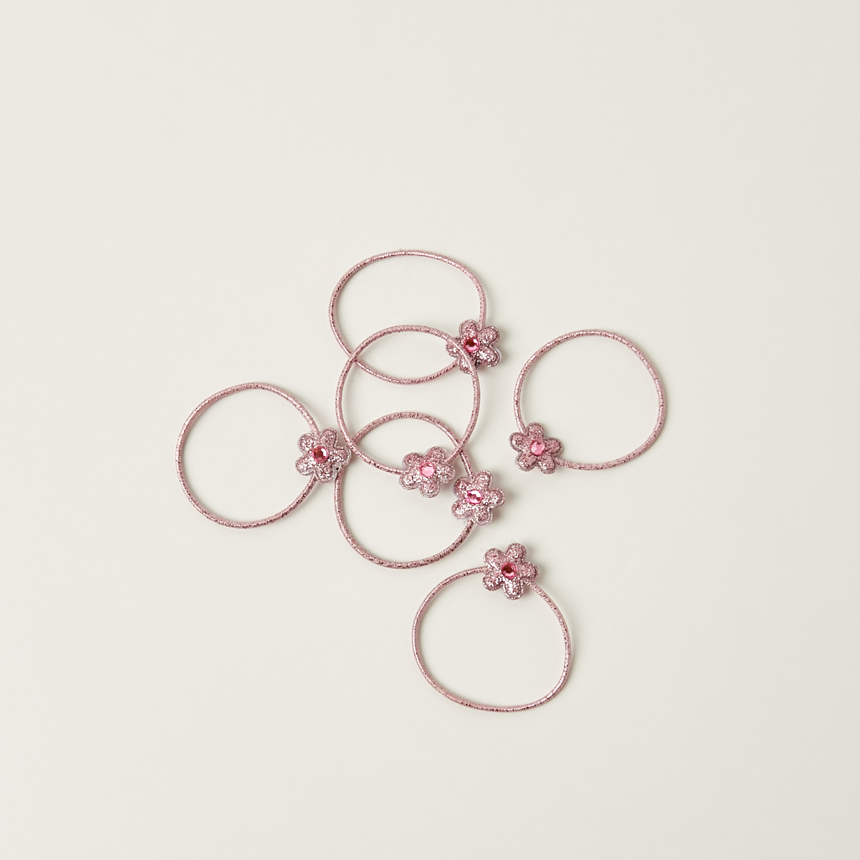 Charmz Embellished Flower Hair Tie - Set of 6-girls-accessories-hairaccessories-image-3