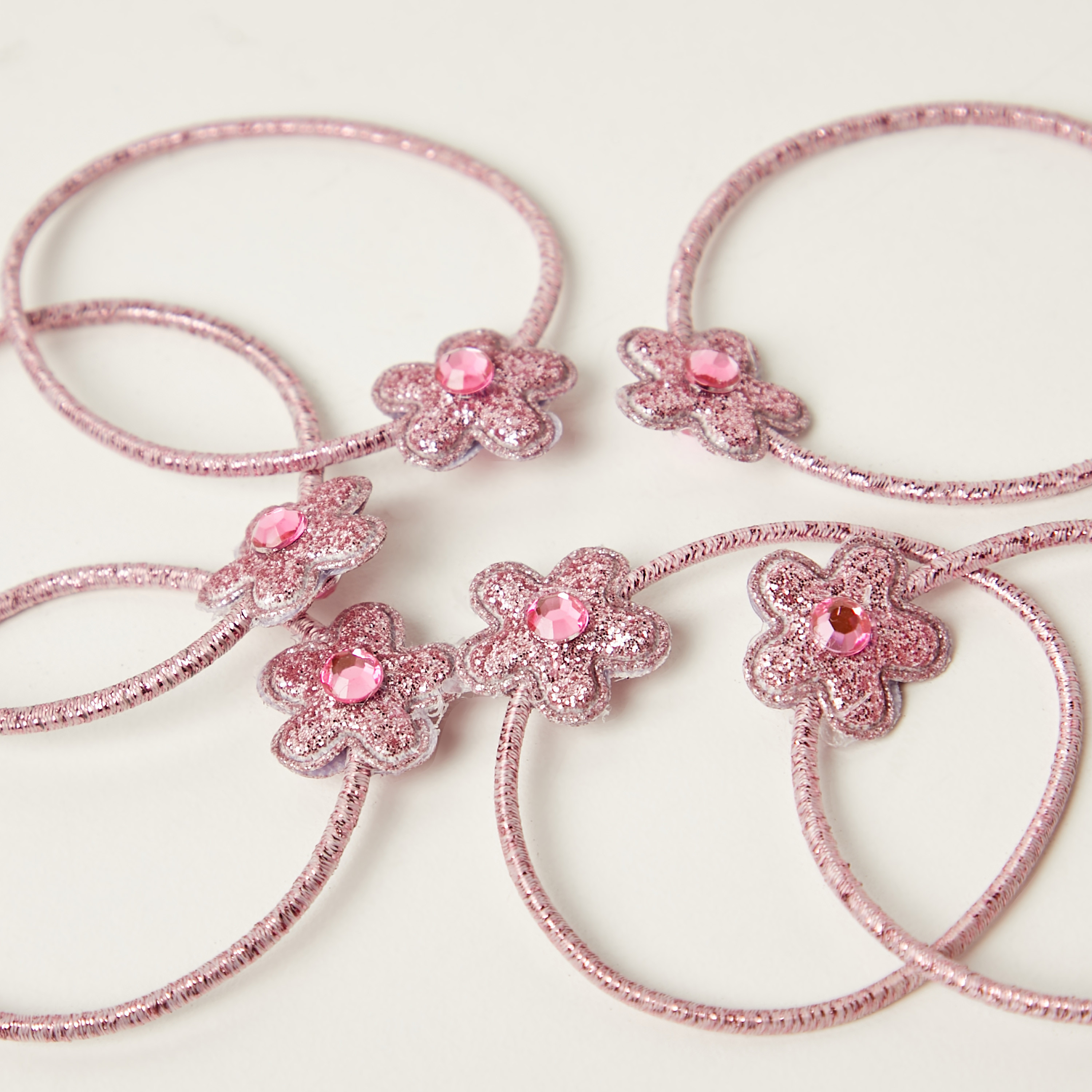 Charmz Embellished Flower Hair Tie - Set of 6-girls-accessories-hairaccessories-image-4