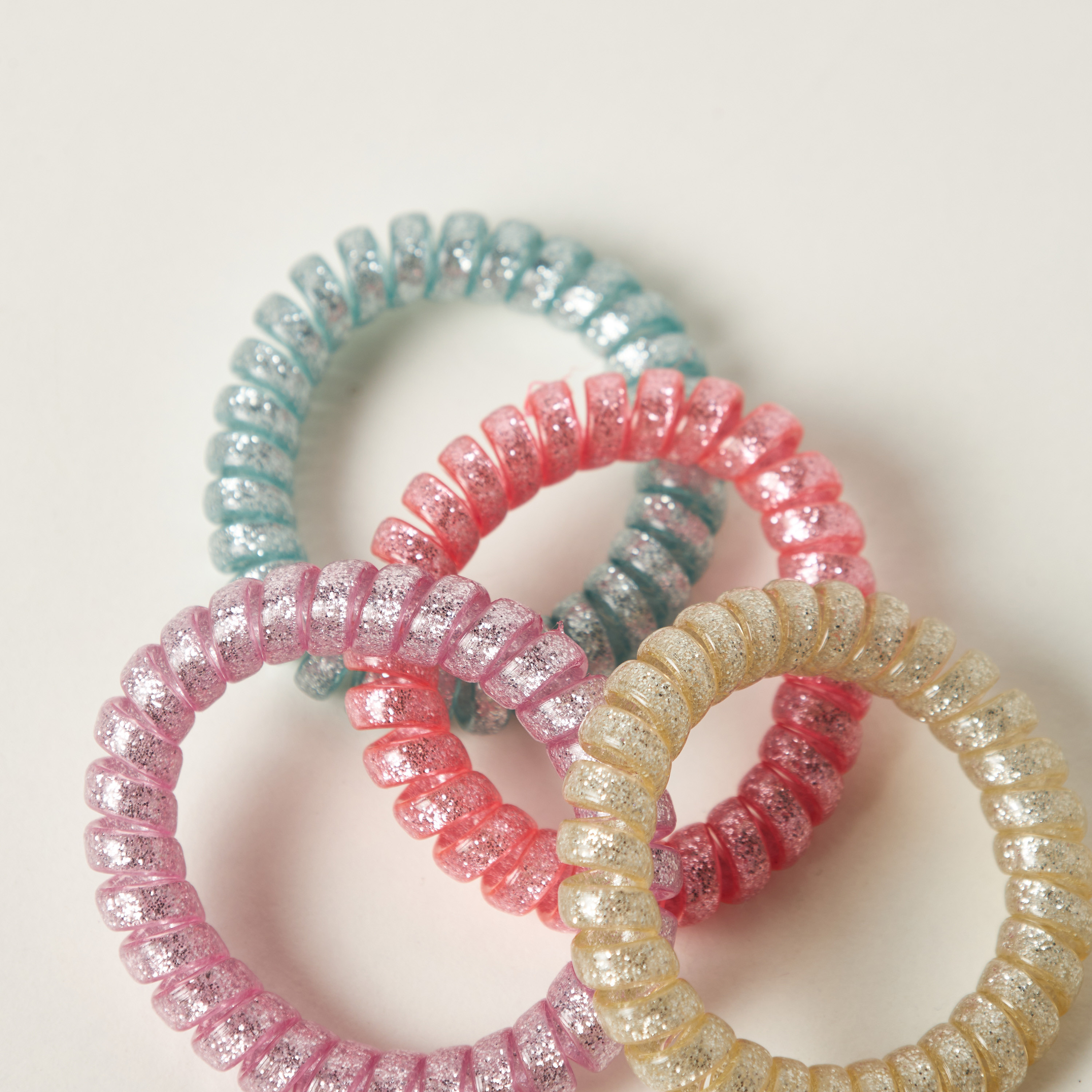 Charmz Glitter Print Spiral Elasticated Hair Tie - Set of 4-girls-accessories-hairaccessories-image-3