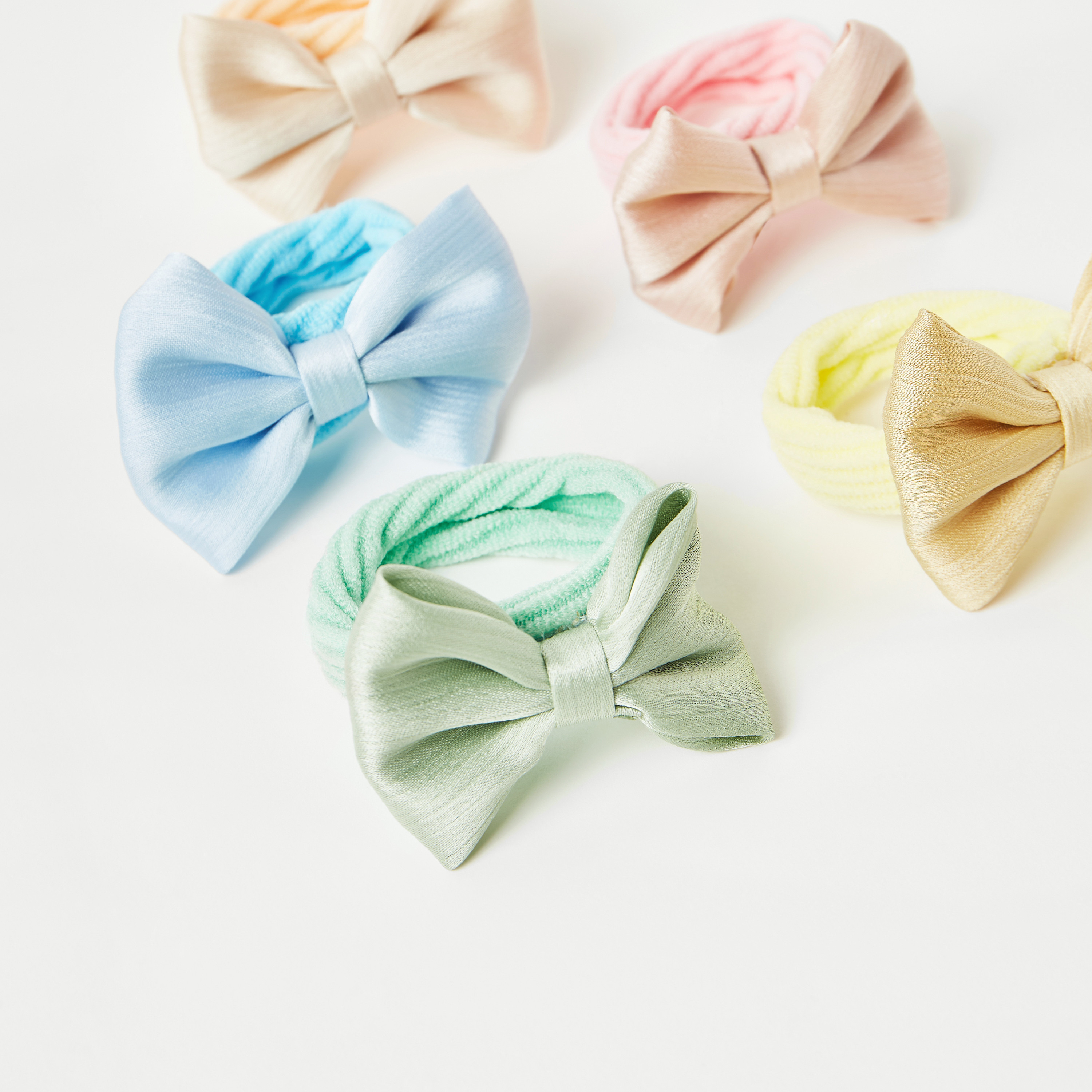 Charmz Bow Accent Elasticated Scrunchie - Set of 5-girls-accessories-hairaccessories-image-2