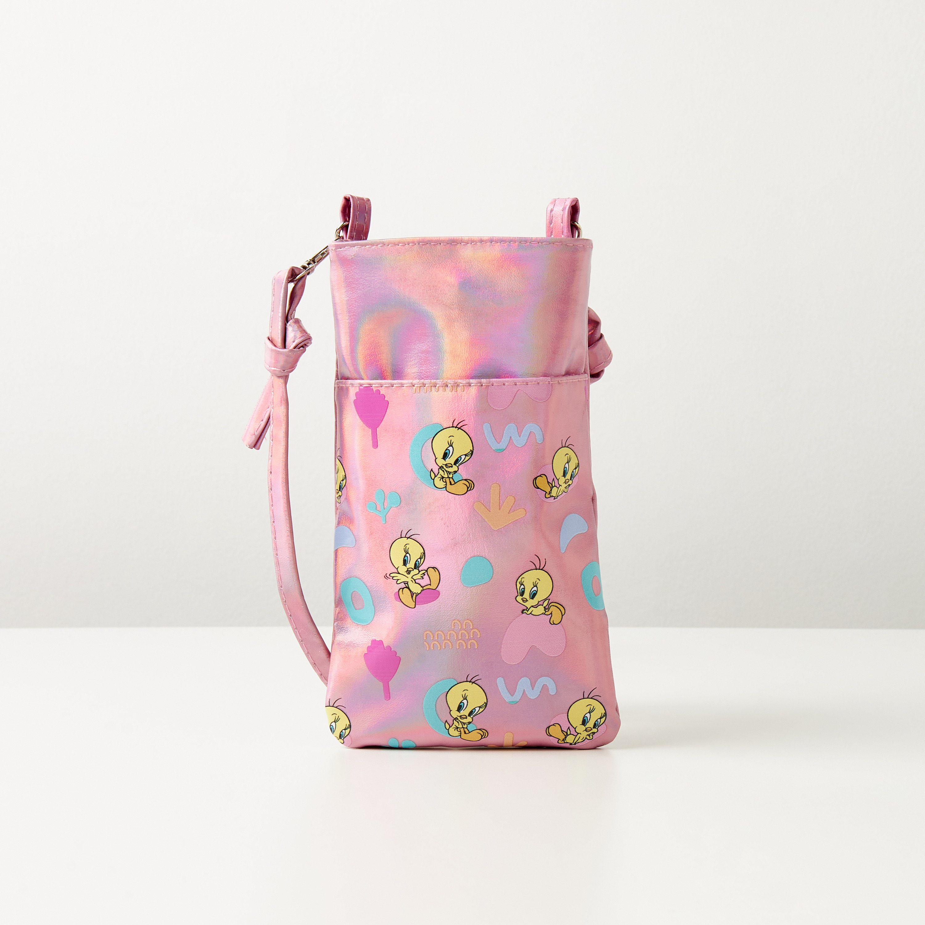 Tweety Print Crossbody Bag with Button Closure-girls-accessories-bags-image-1