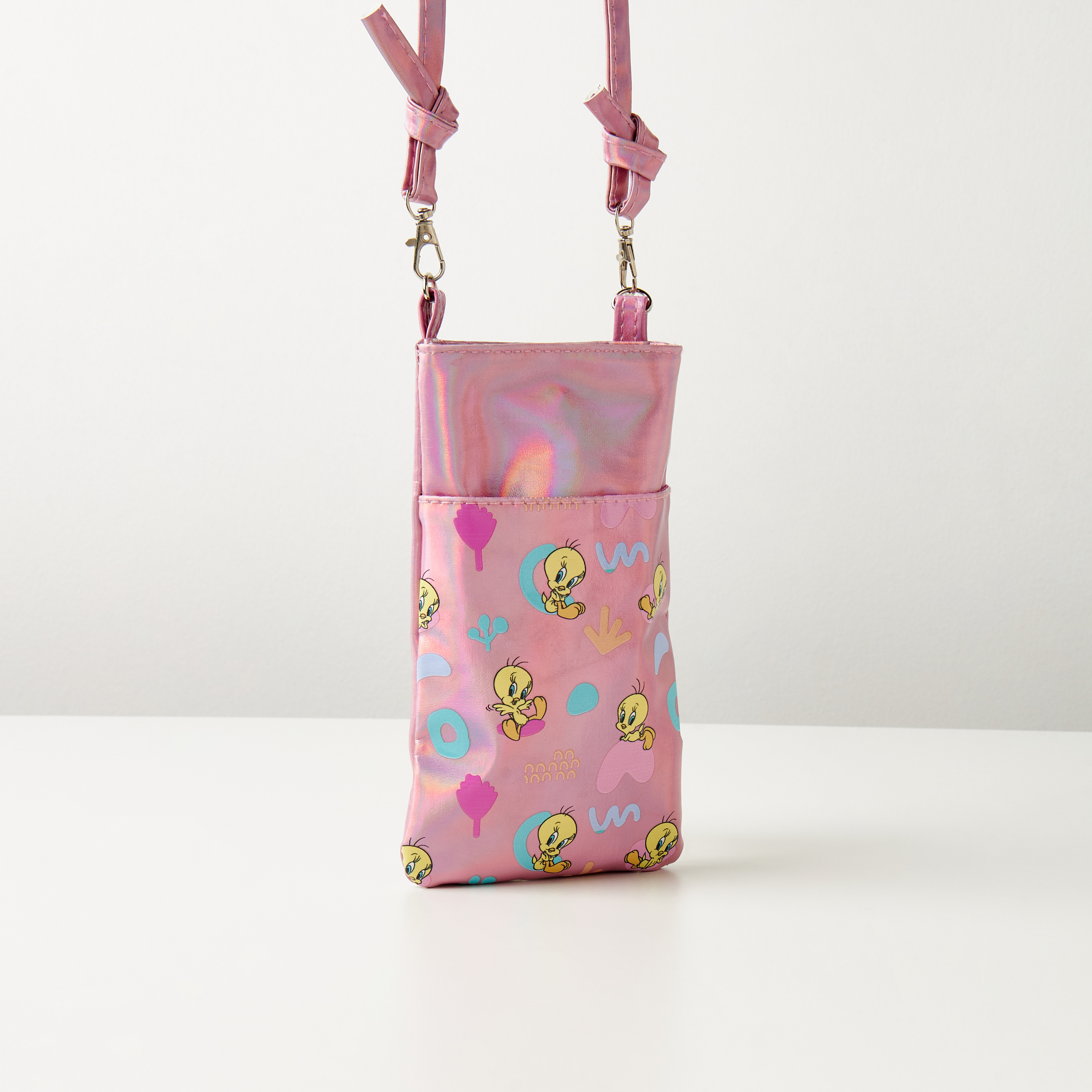 Tweety Print Crossbody Bag with Button Closure-girls-accessories-bags-image-2