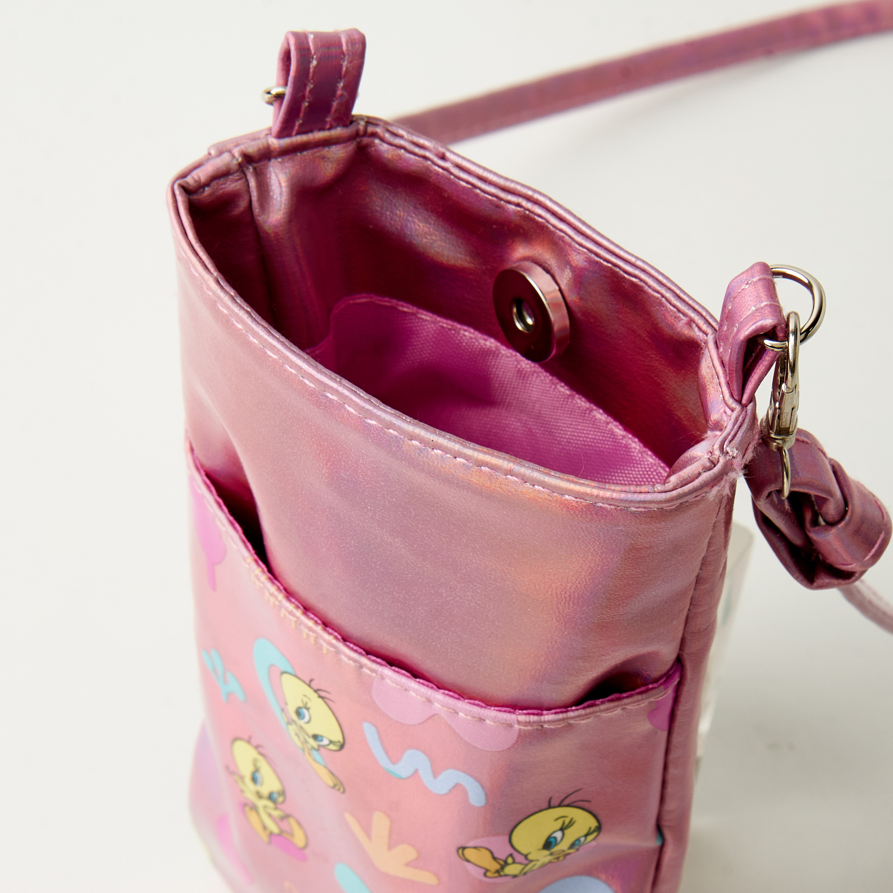 Tweety Print Crossbody Bag with Button Closure-girls-accessories-bags-image-5