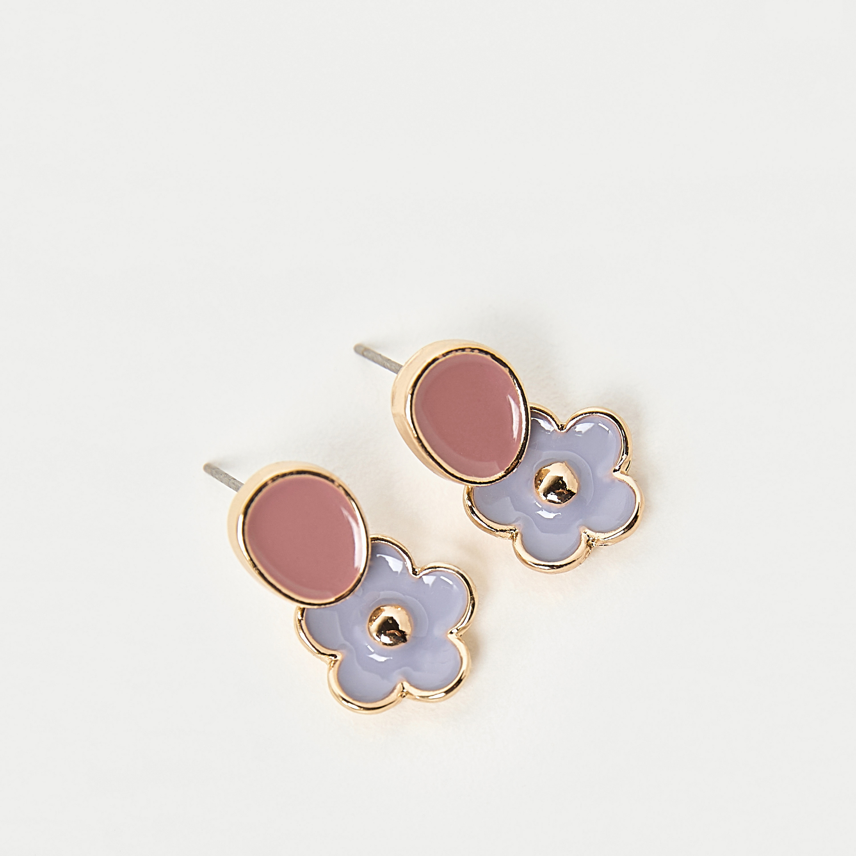 حلق بتصميم زهرة مرصعة ومكبس إغلاق خلفي من تشارمز-girls-accessories-jewellery-image-2