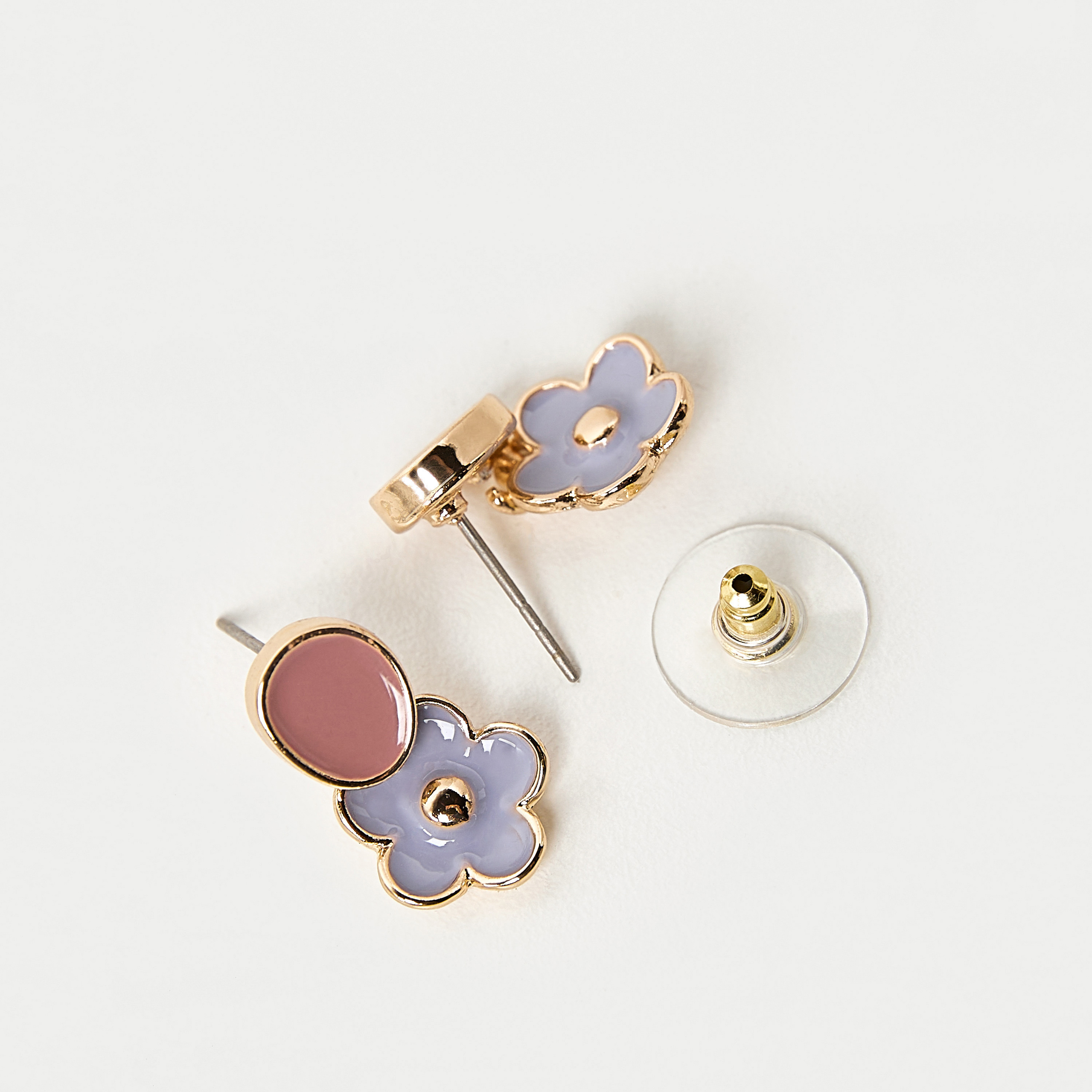 حلق بتصميم زهرة مرصعة ومكبس إغلاق خلفي من تشارمز-girls-accessories-jewellery-image-3