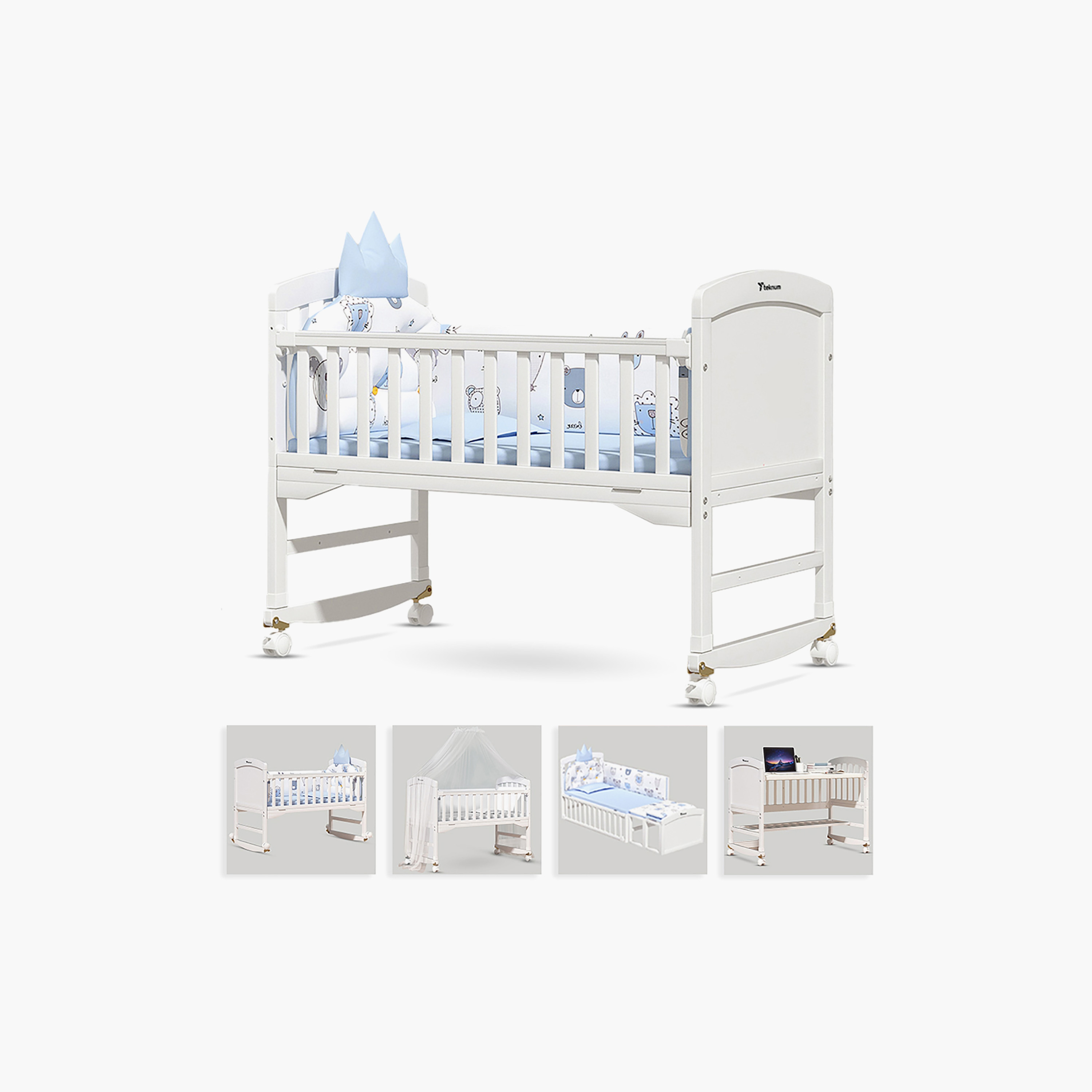 سرير 7 في 1 قابل للتحول مع مرتبة وشبكة بعوض من تيكنوم - 0-12 سنة-baby-nursery-furniture-cribsandbeds-babycribs-image-5