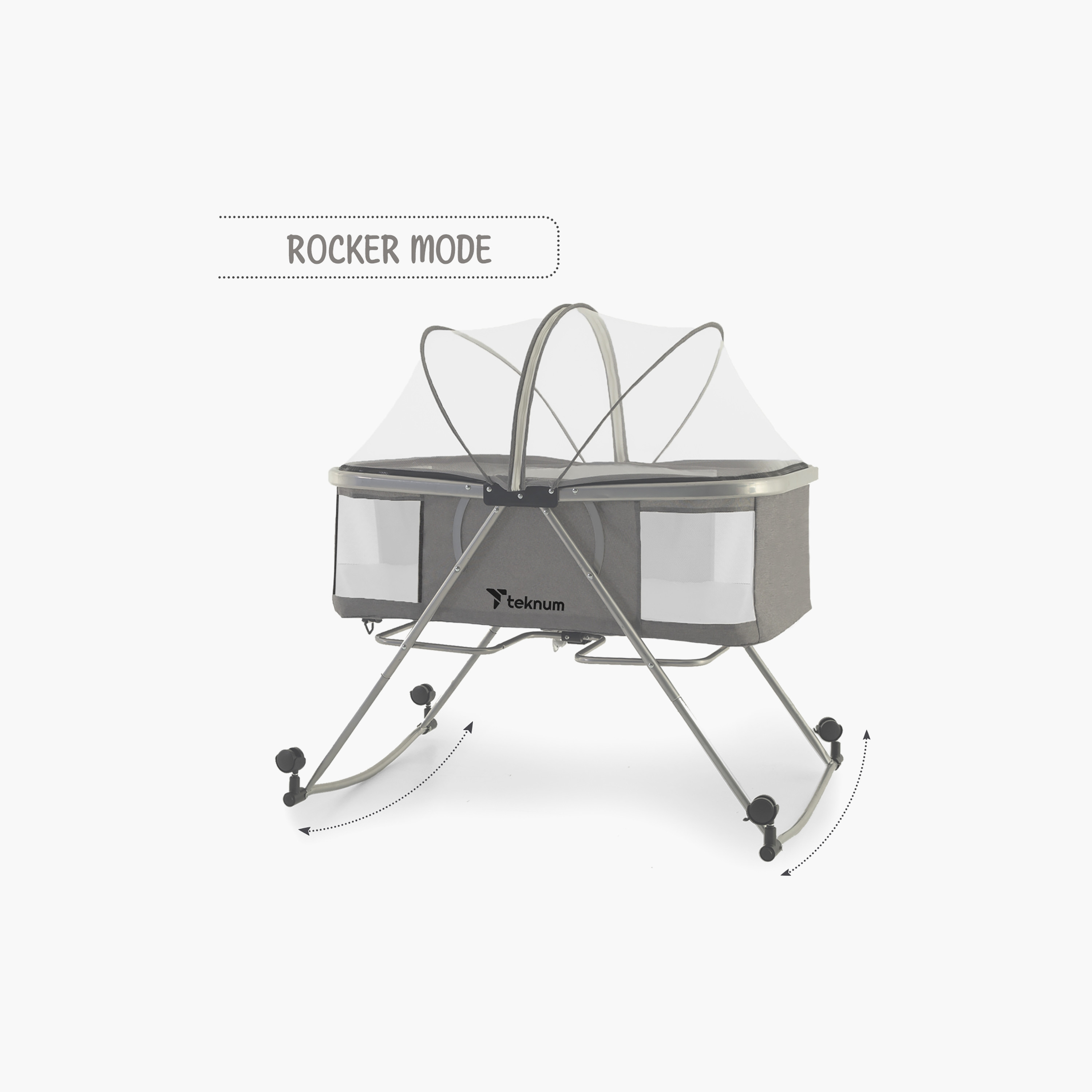 Teknum 3-in-1 Baby Cradle with Mosquito Net and Wheels-baby-nursery-furniture-cribsandbeds-bassinets-image-5