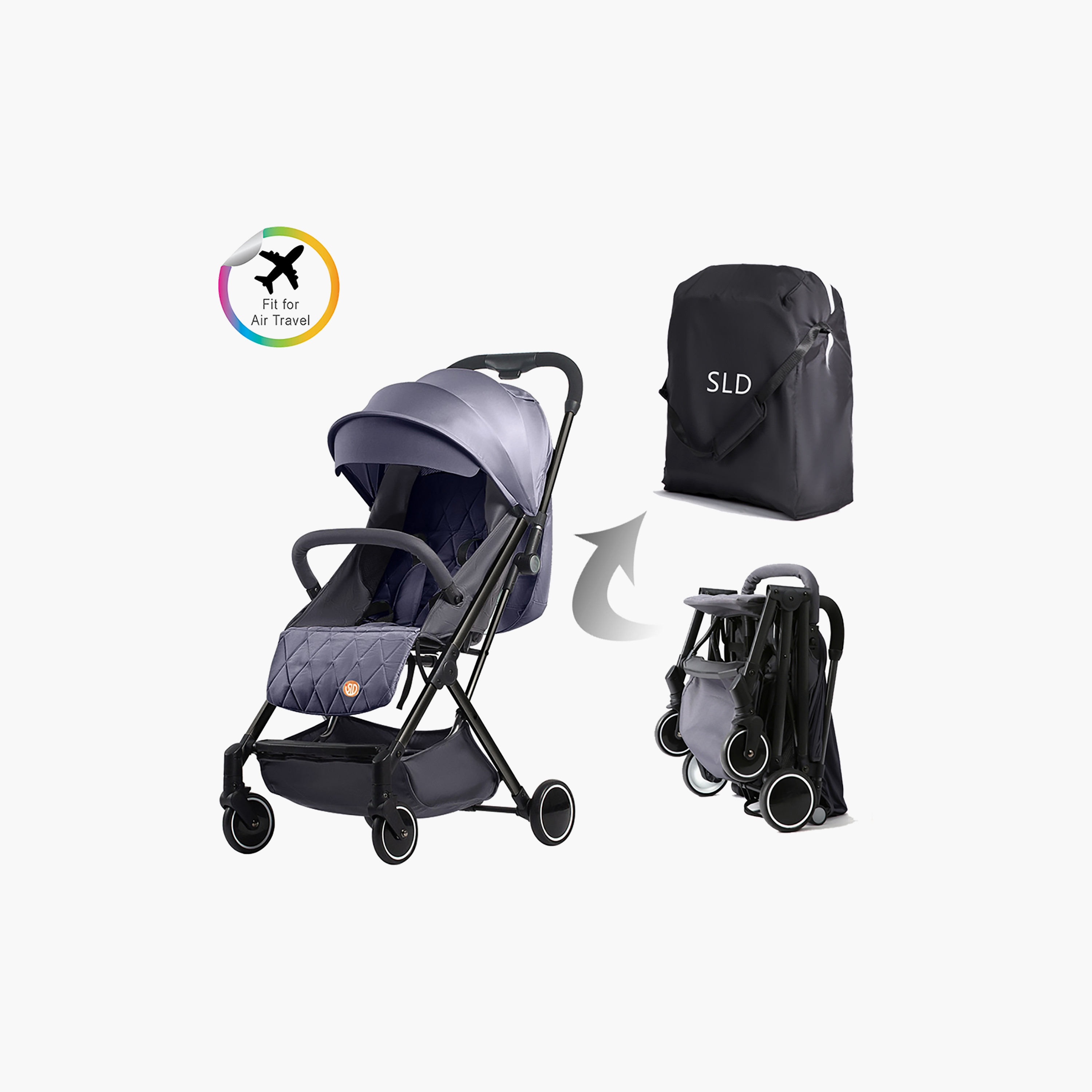 Teknum SLD Travel Lite Stroller with Carry Bag - Black-baby-gear-strollersandprams-strollers-image-2