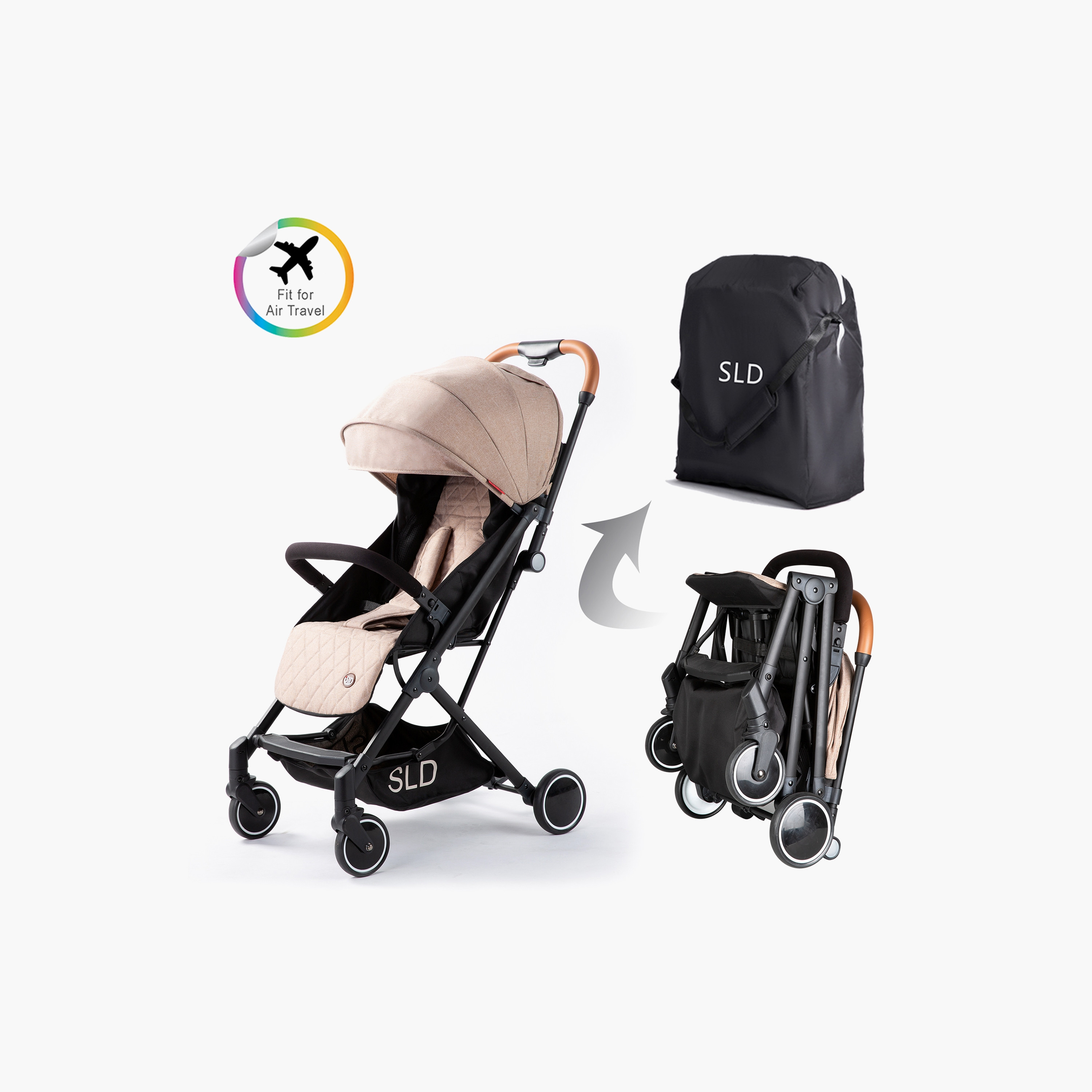Teknum SLD Travel Lite Stroller with Carry Bag - Khaki-baby-gear-strollersandprams-strollers-image-2